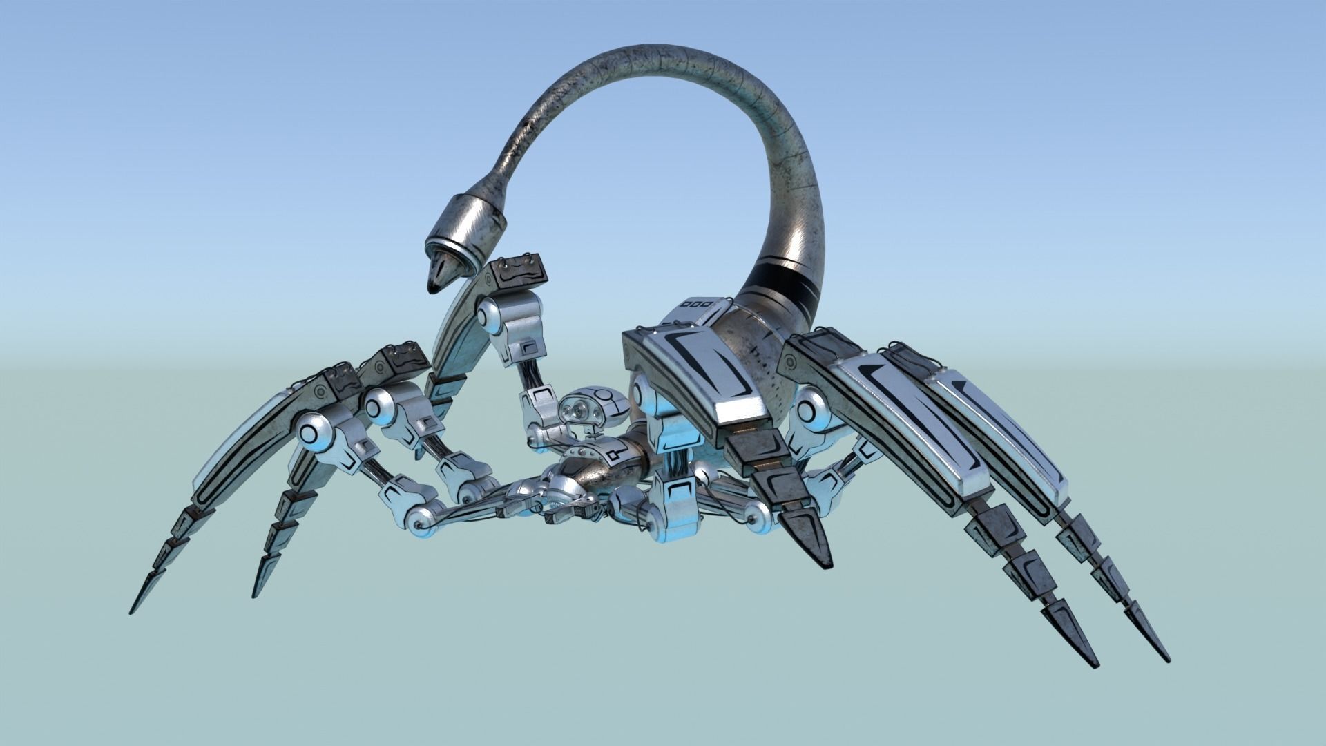 Mecha Spider Scorpion Low-poly 3D model_2