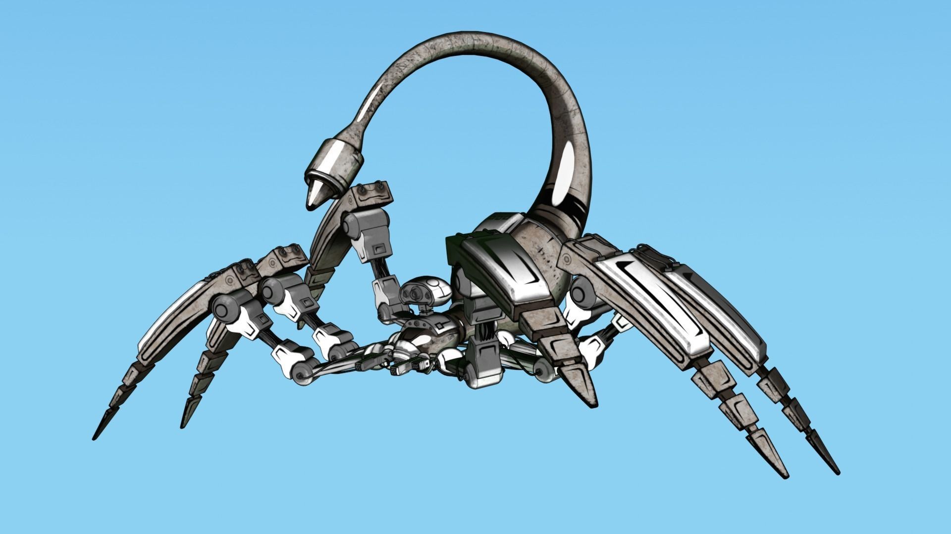 Mecha Spider Scorpion Low-poly 3D model_5