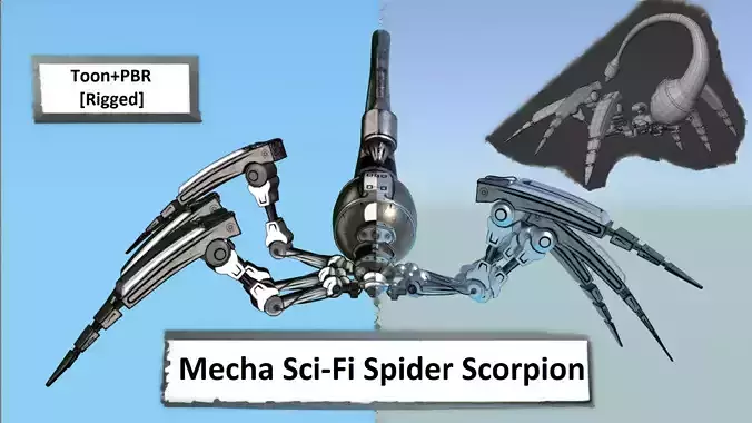 Mecha Spider Scorpion Low-poly 3D model