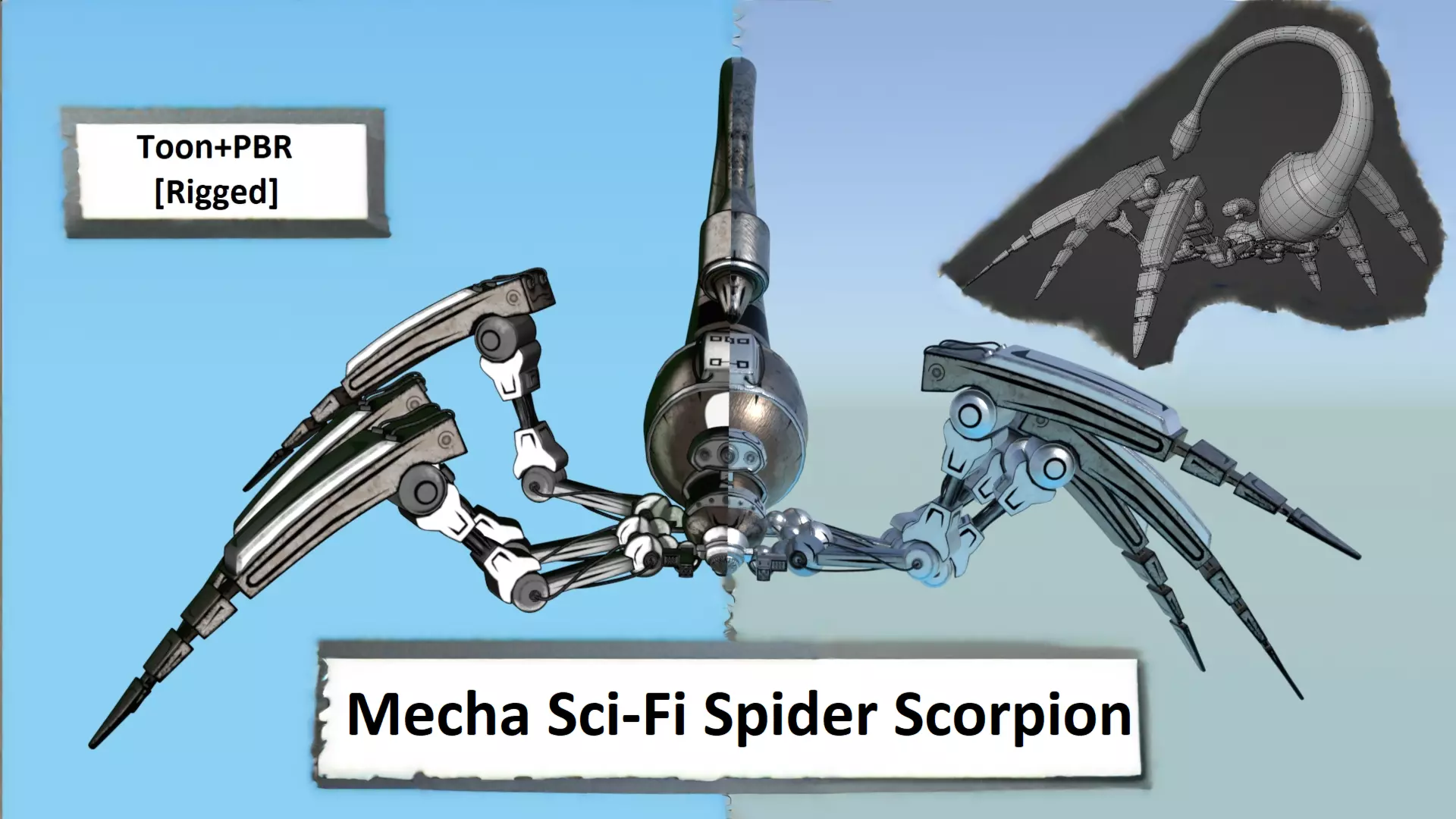 Mecha Spider Scorpion Low-poly 3D model_0