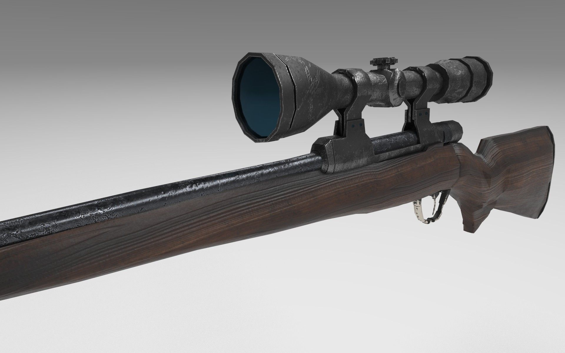 Hunting Sniper Rifle GR-LowPoly Low-poly 3D model_4