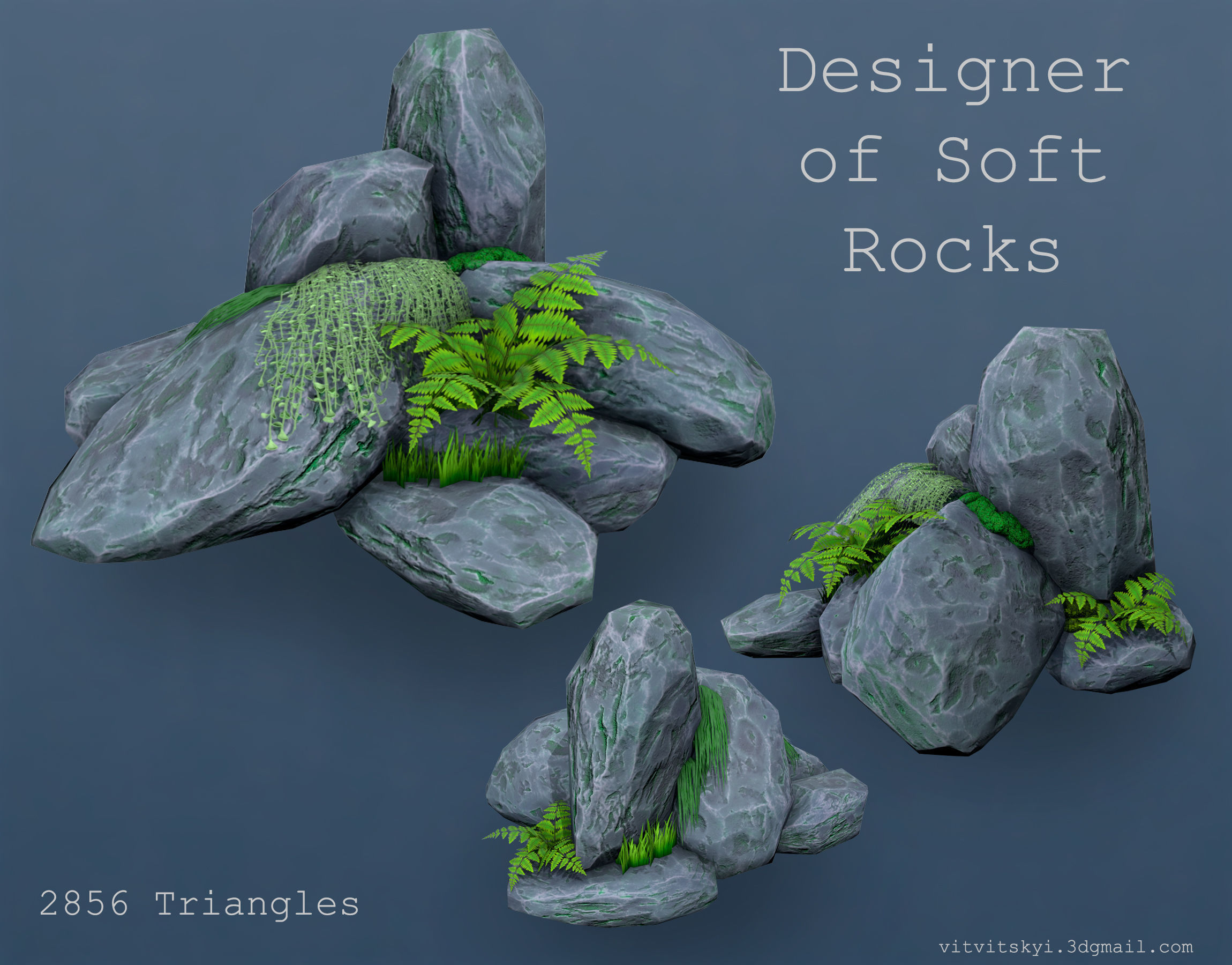 Designer of Soft Rocks Low-poly 3D model_3