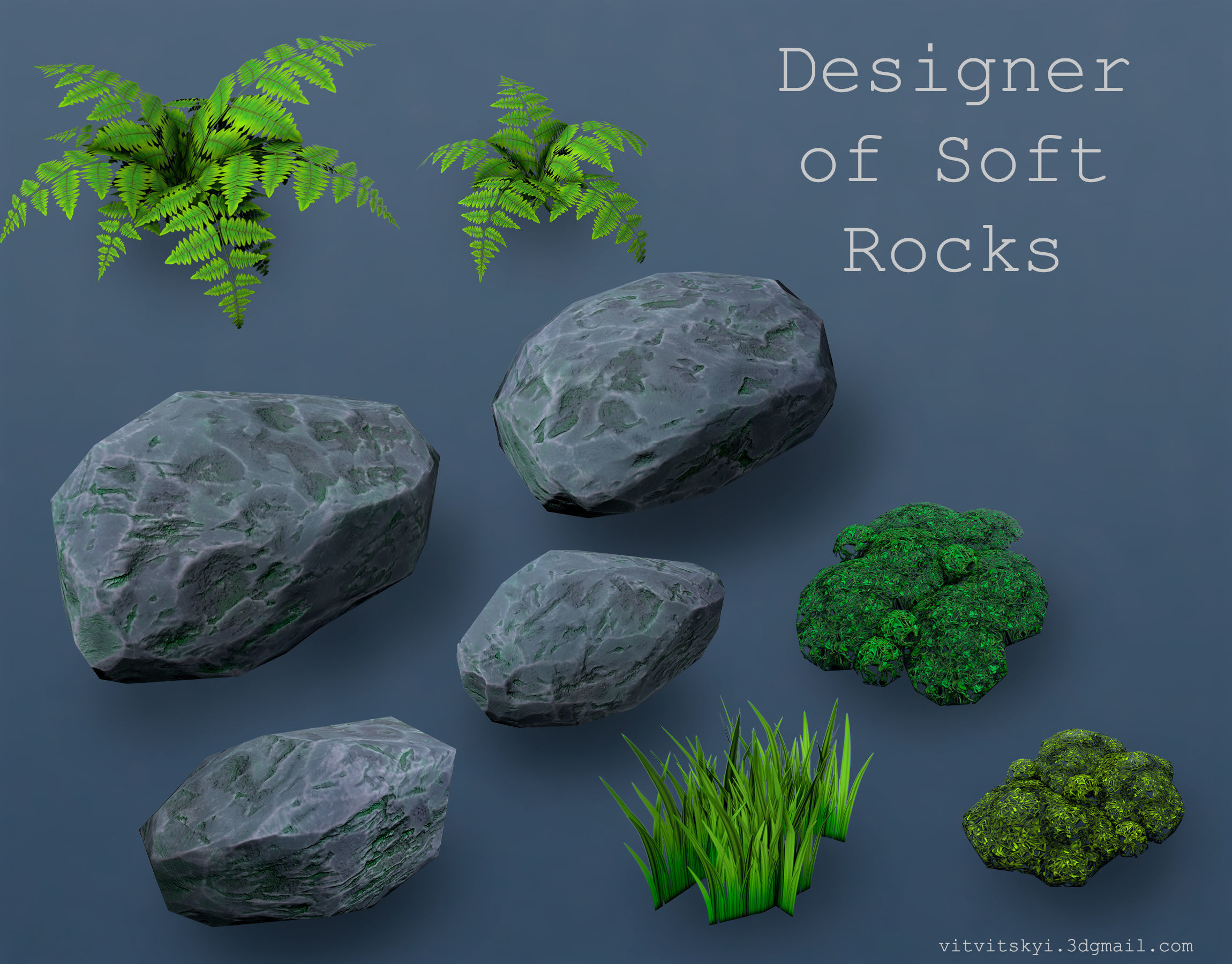 Designer of Soft Rocks Low-poly 3D model_1