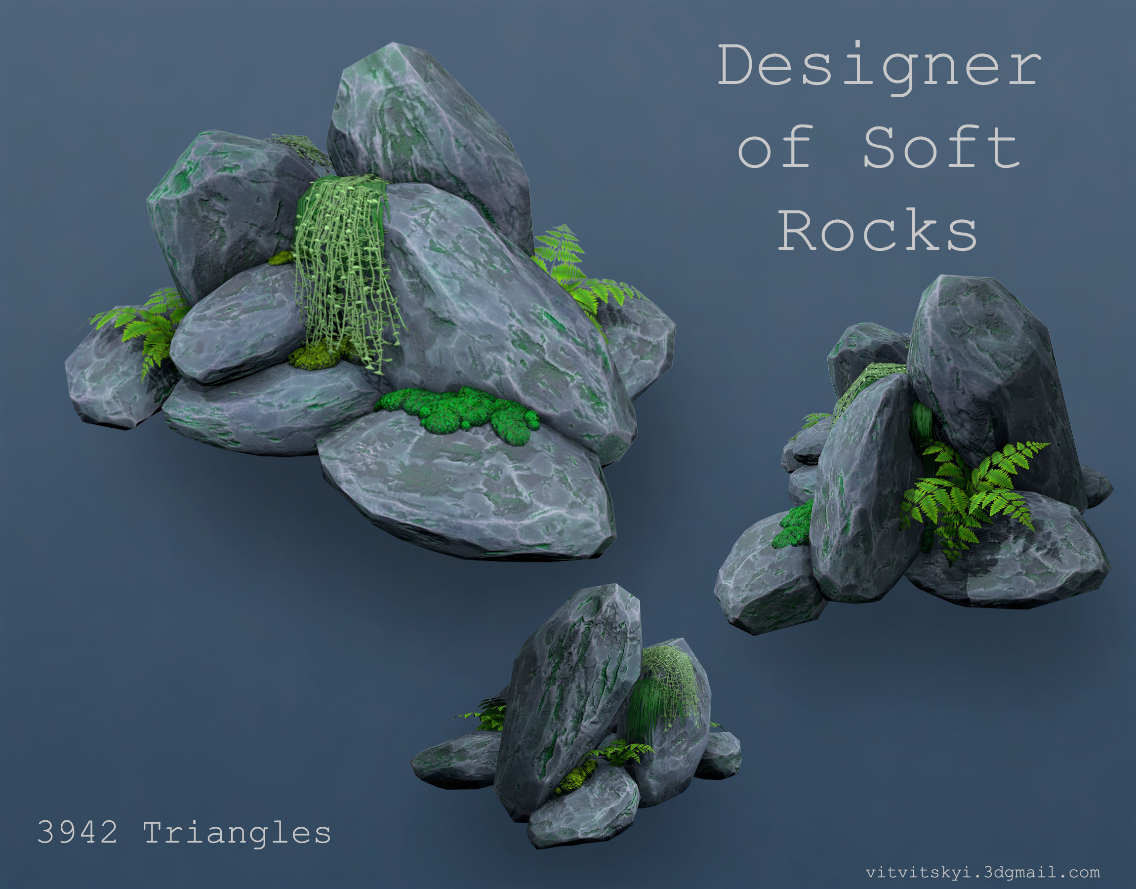 Designer of Soft Rocks Low-poly 3D model_2