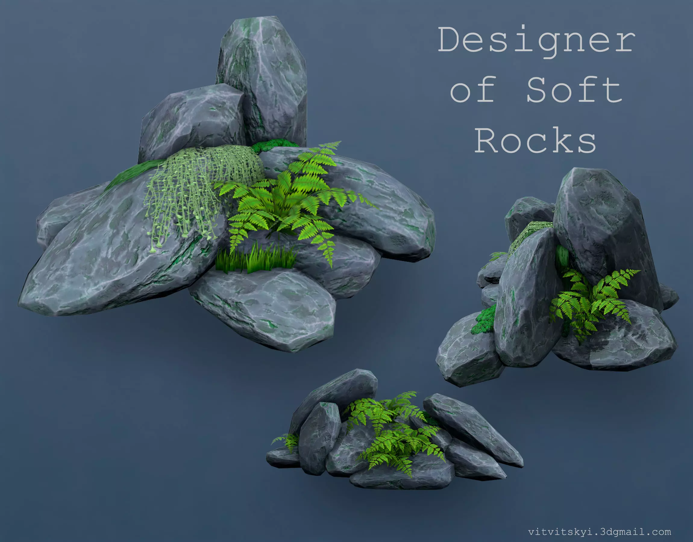 Designer of Soft Rocks Low-poly 3D model_0