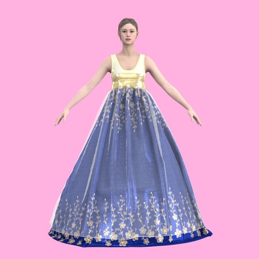 Hanbok for woman - Marvelous designer  3D model_6