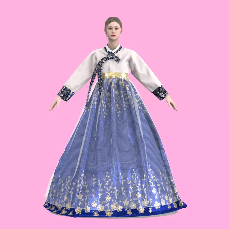 Hanbok for woman - Marvelous designer  3D model_0