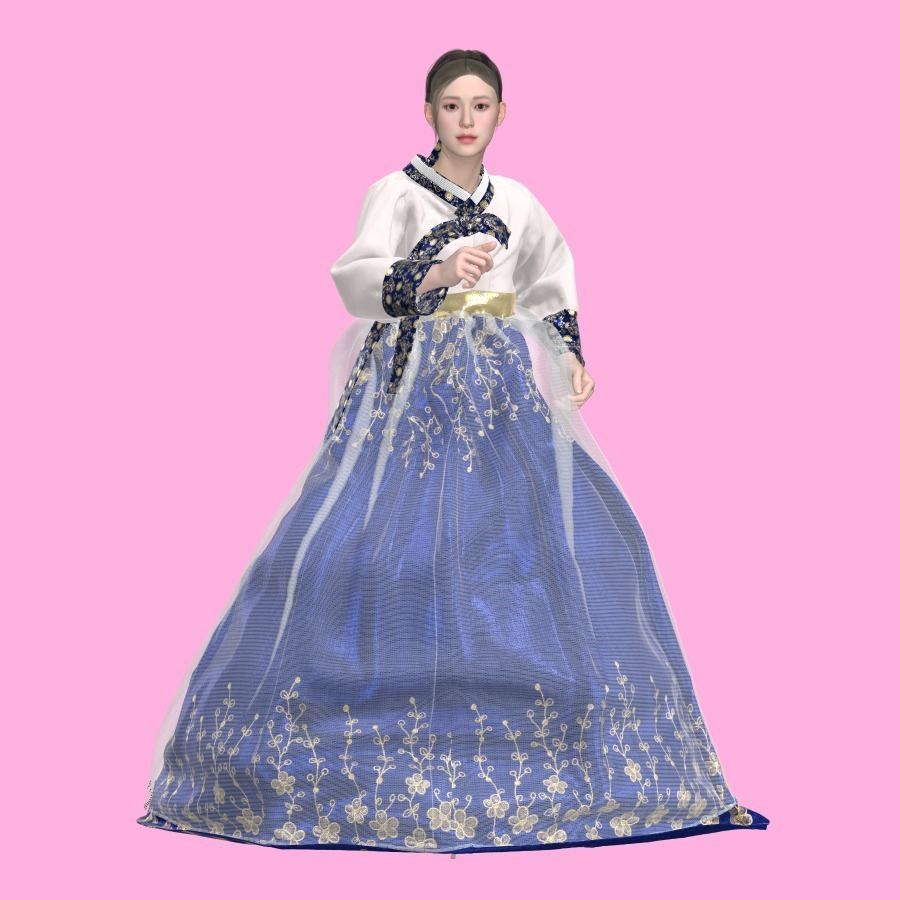 Hanbok for woman - Marvelous designer  3D model_4