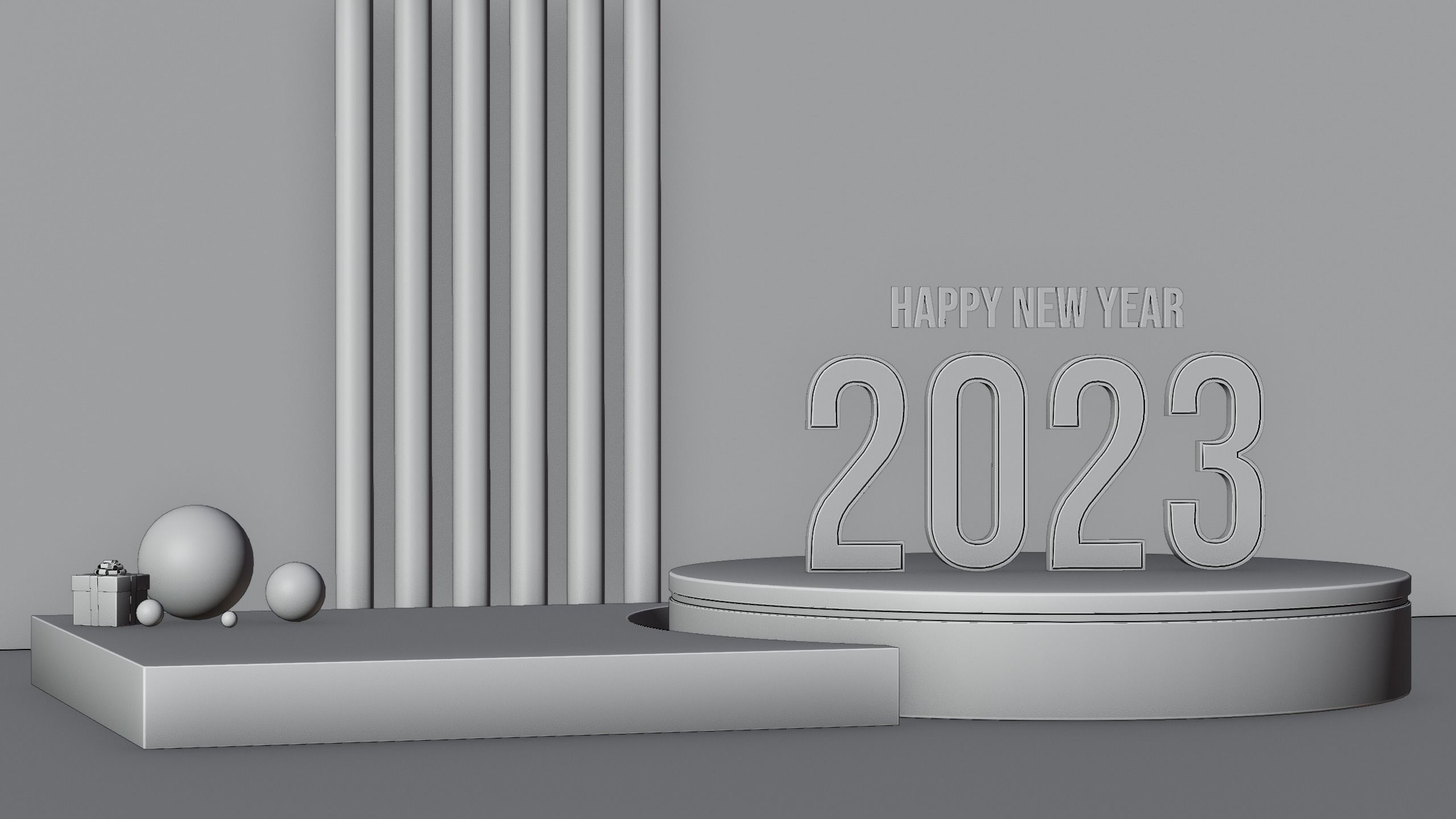 New Year Product Advertising Display Podium Low-poly 3D model_2