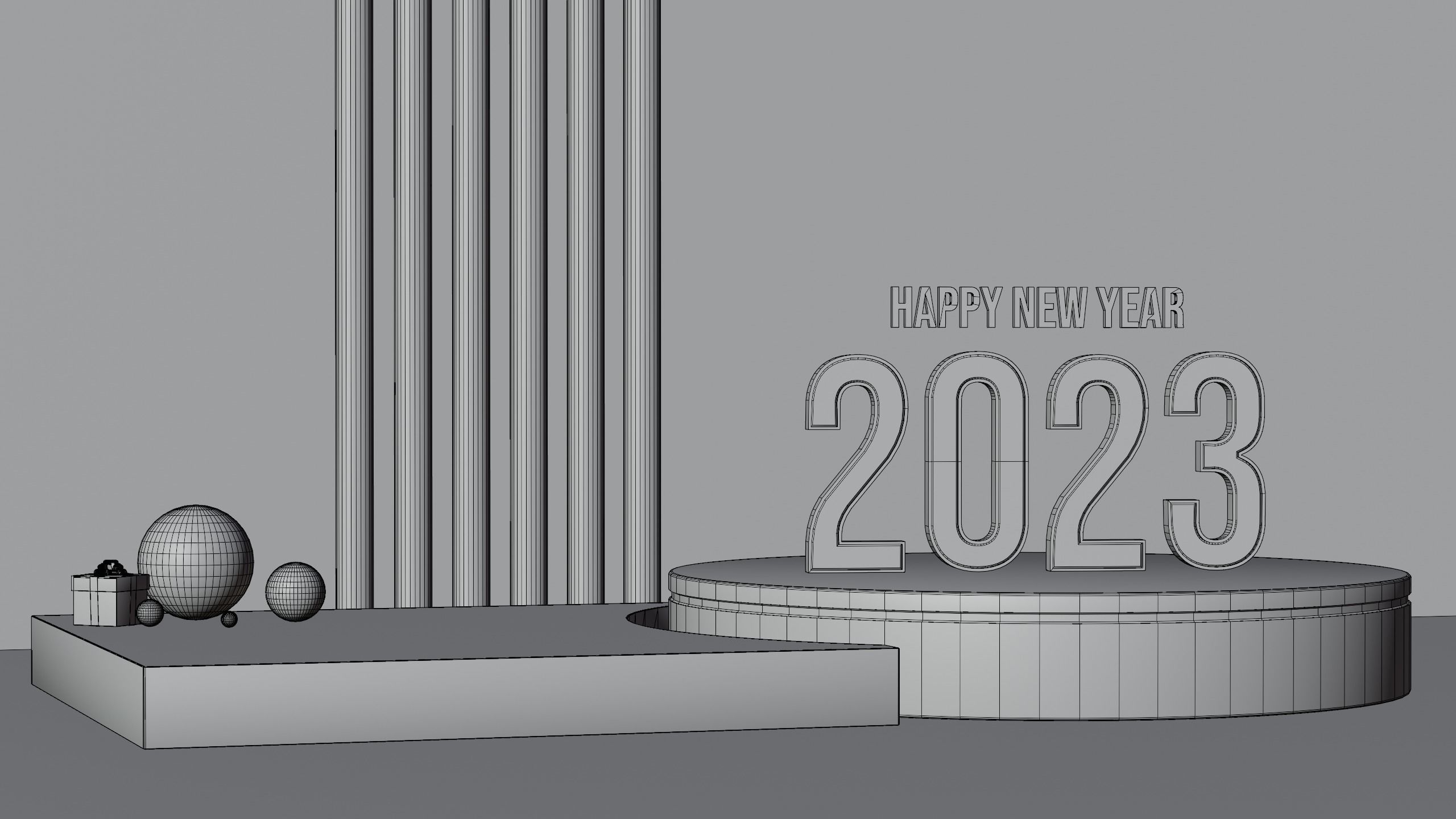 New Year Product Advertising Display Podium Low-poly 3D model_3