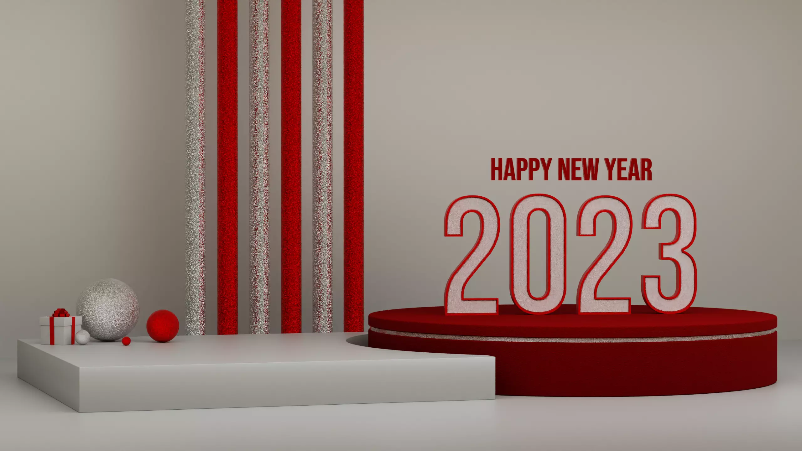 New Year Product Advertising Display Podium Low-poly 3D model_0