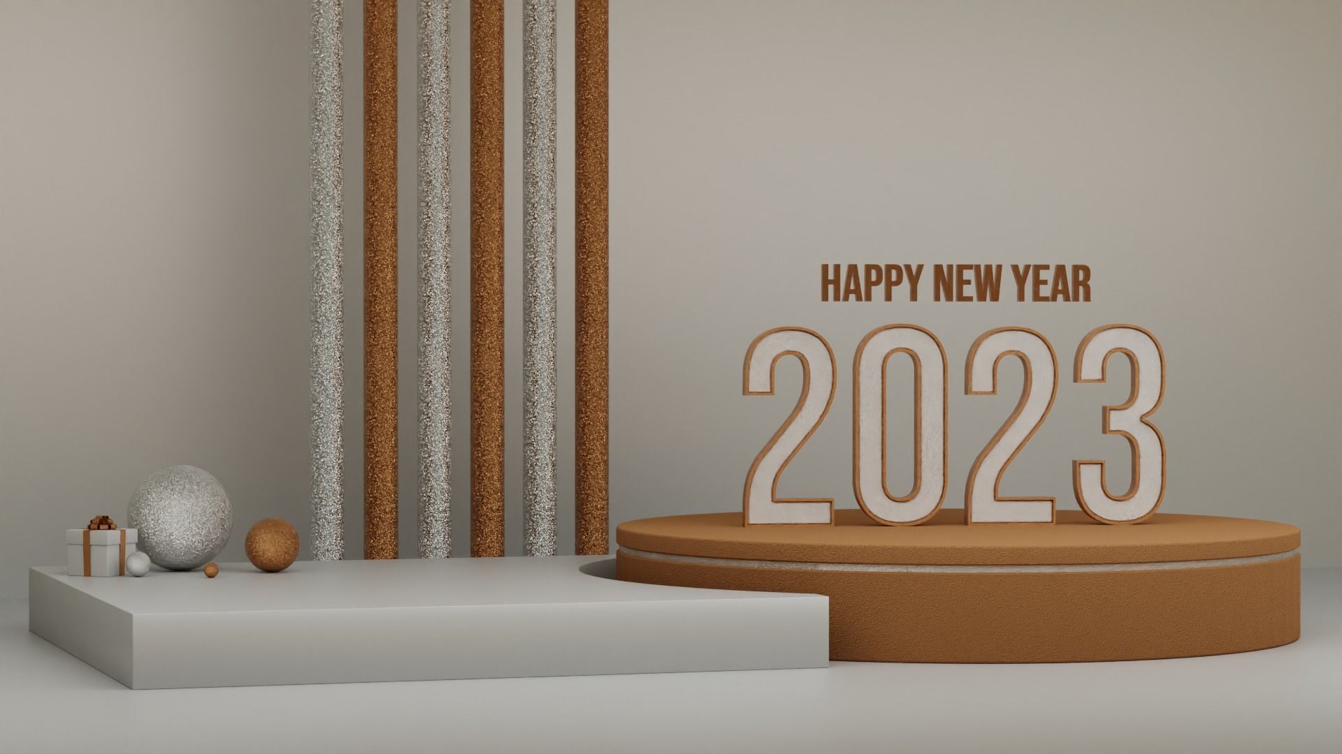 New Year Product Advertising Display Podium Low-poly 3D model_1