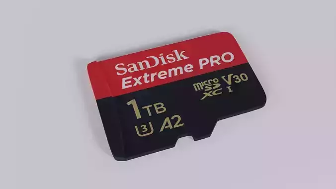 SanDisk Extreme PRO - Micro SD card 1TB Low-poly 3D model