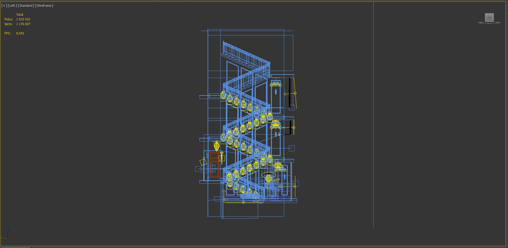 Beautiful entrance group and stairs in an apartment building 3D model_9