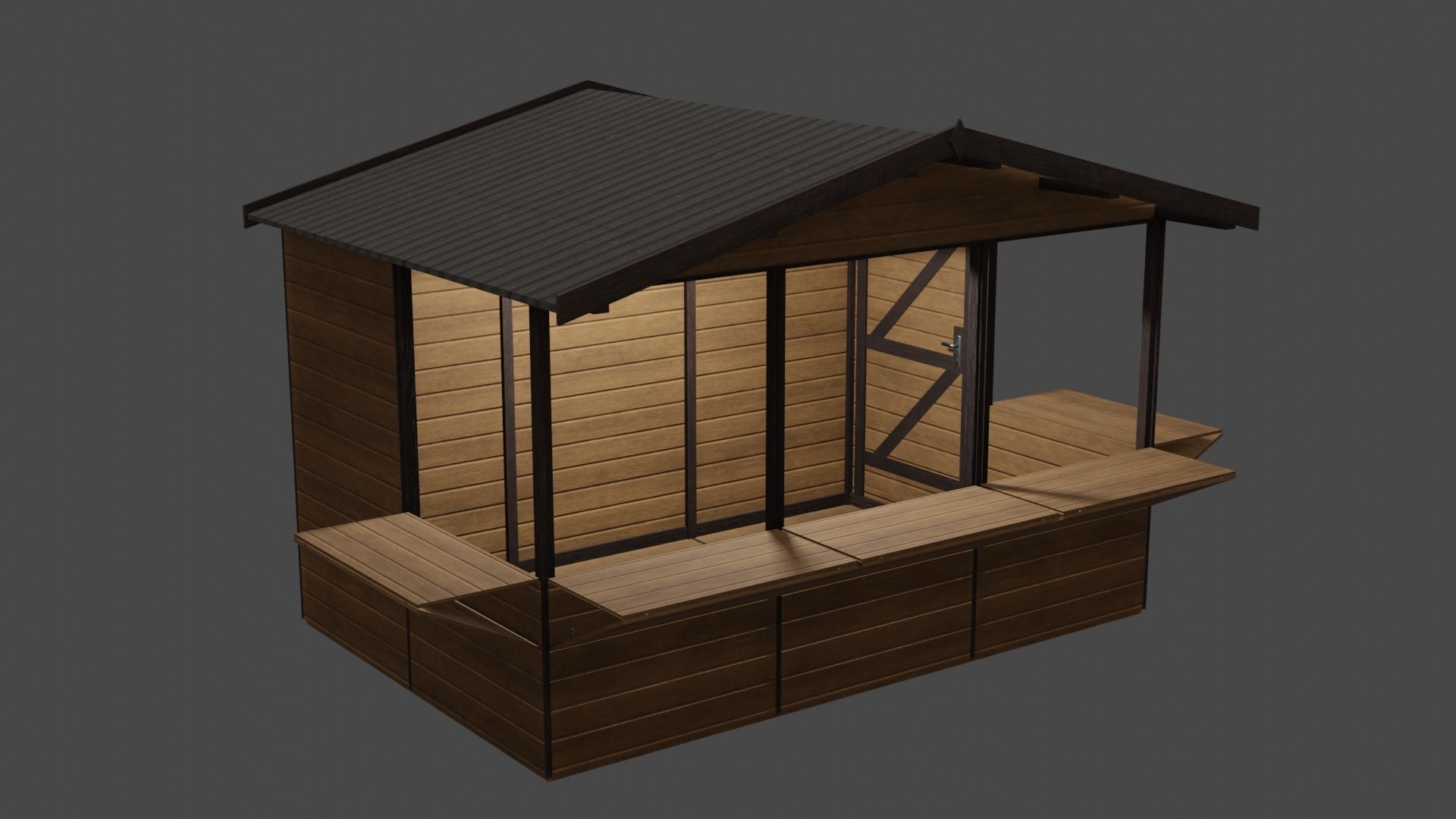 christmas market house Low-poly 3D model_1
