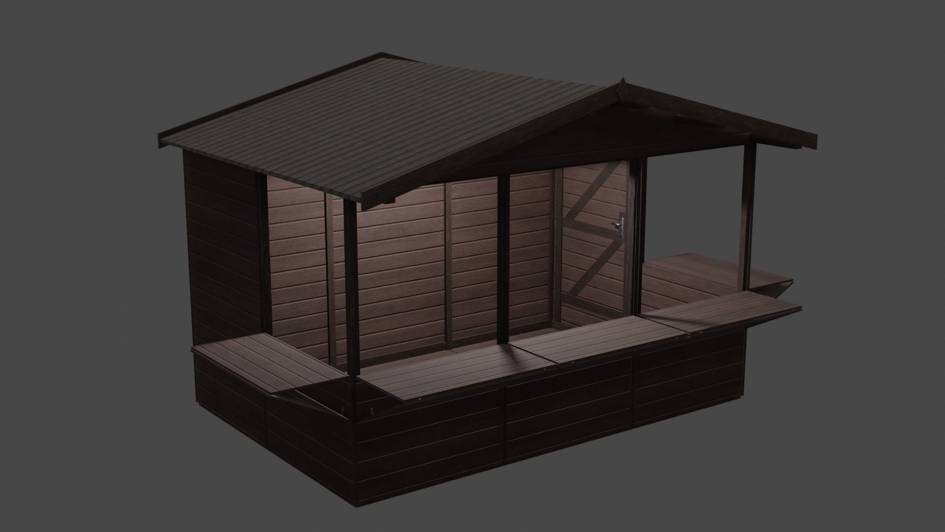 christmas market house Low-poly 3D model_3