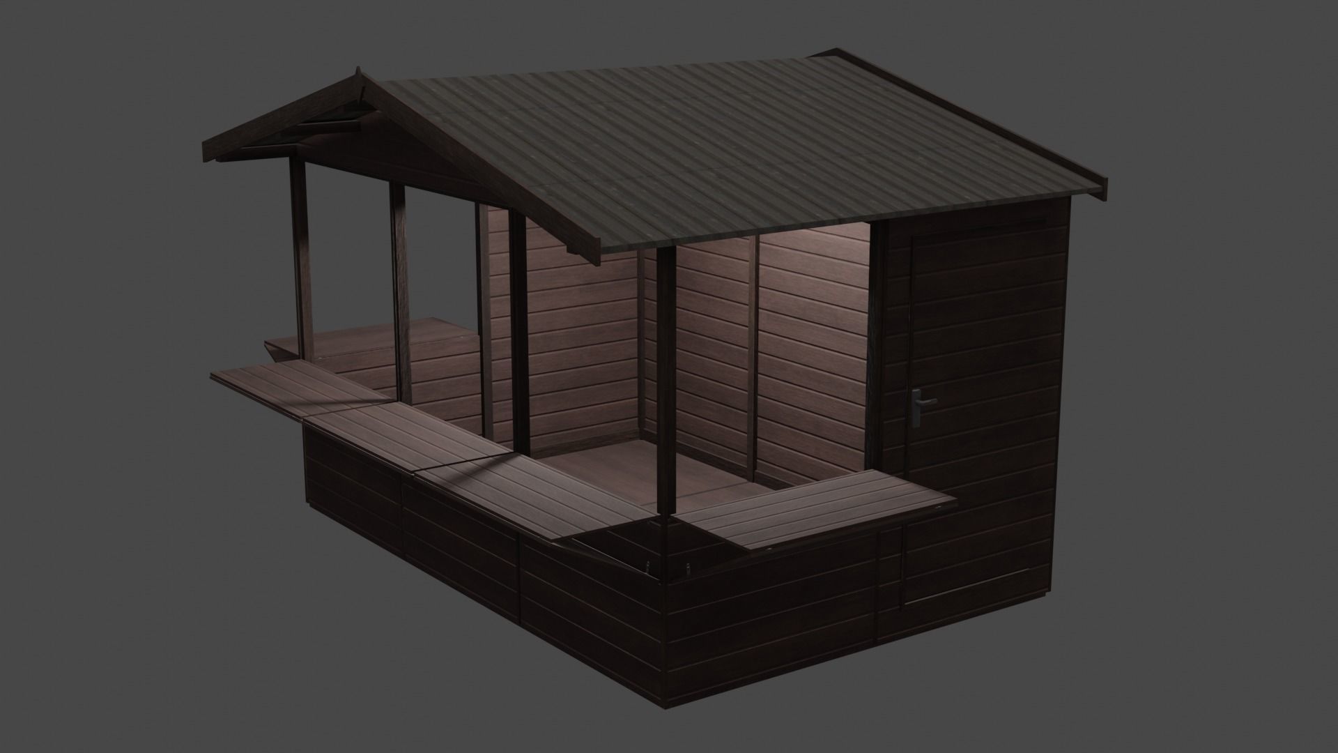 christmas market house Low-poly 3D model_4