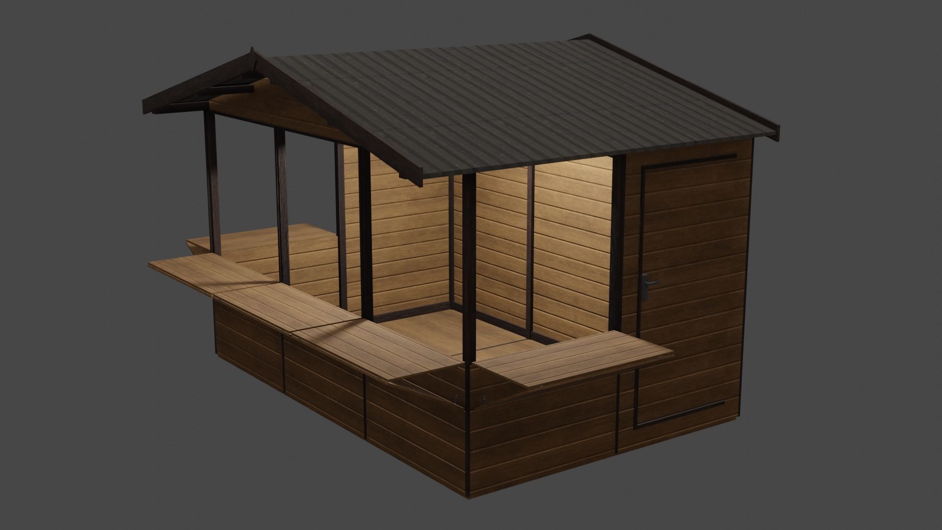 christmas market house Low-poly 3D model_2