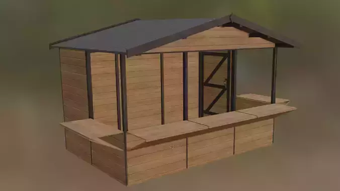 christmas market house Low-poly 3D model
