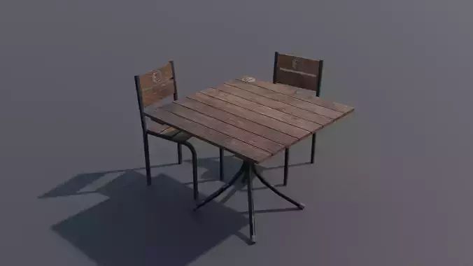 Vintage Wooden Table and Chair - PBR Textured 3D Asset