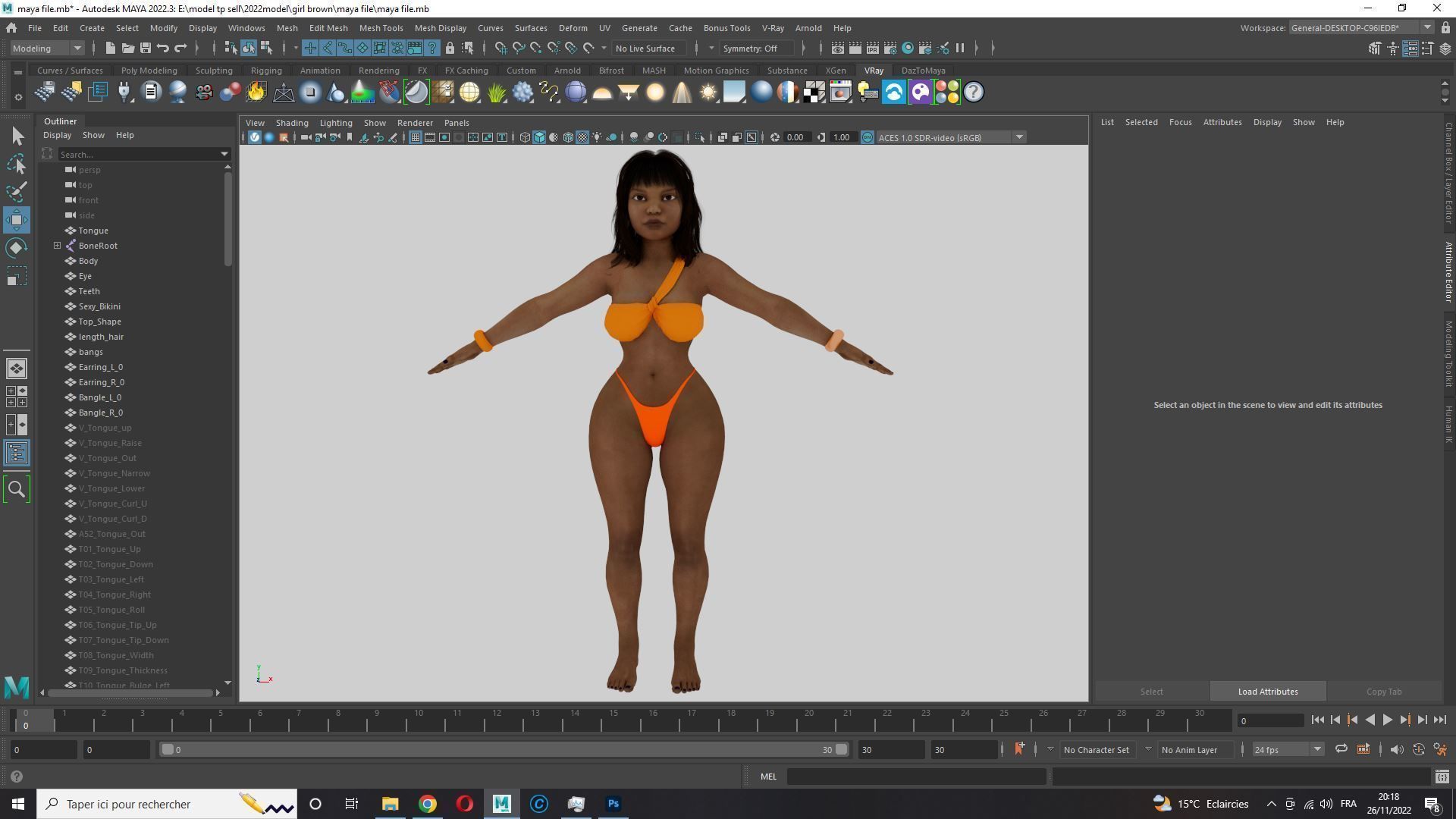 Curvy Brown Girl Naked and clothed Low-poly 3D model_25