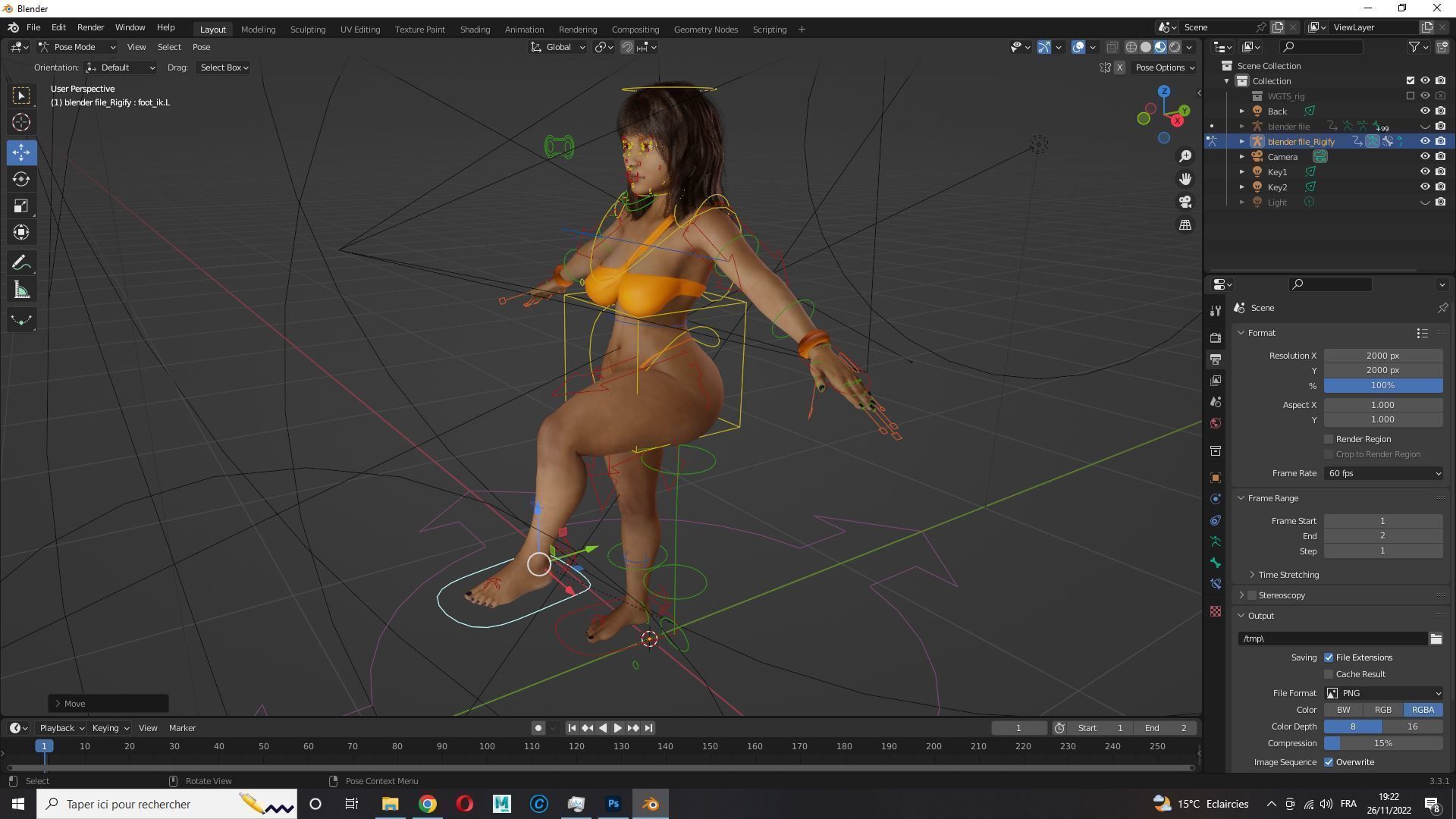 Curvy Brown Girl Naked and clothed Low-poly 3D model_22