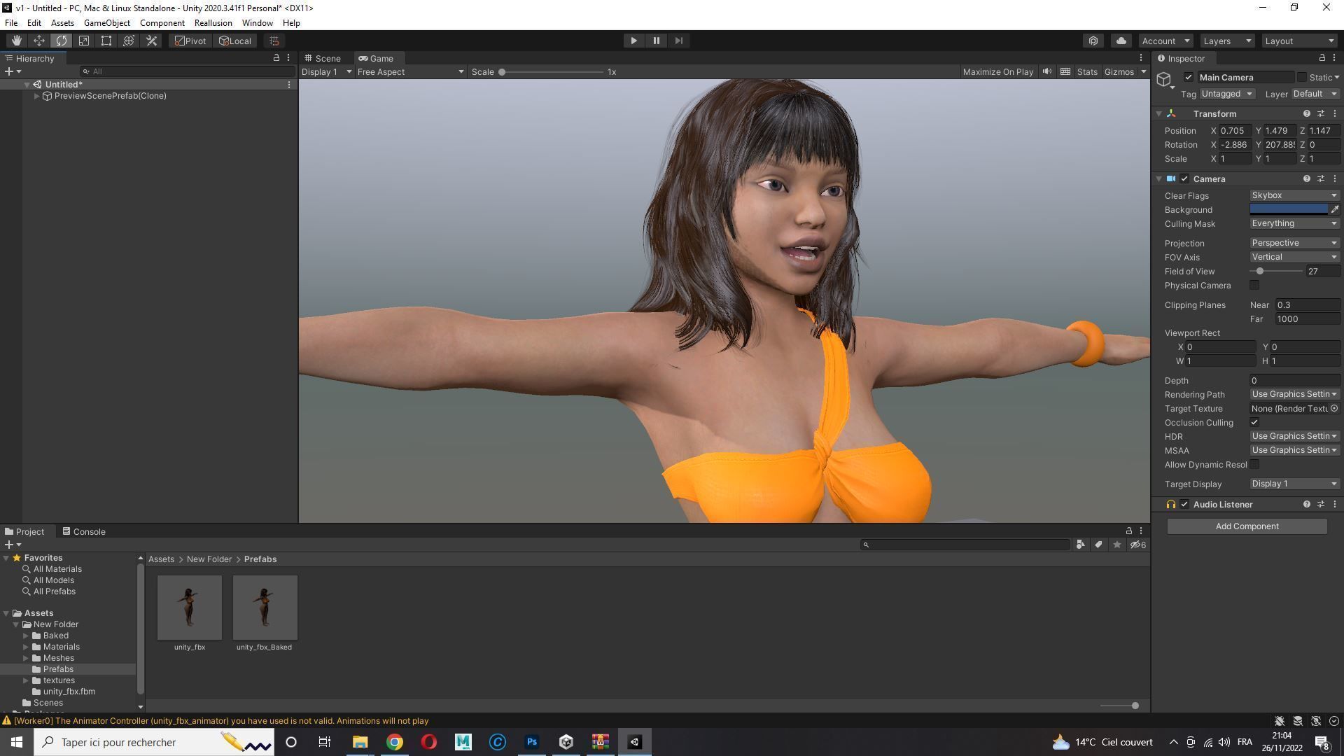 Curvy Brown Girl Naked and clothed Low-poly 3D model_34