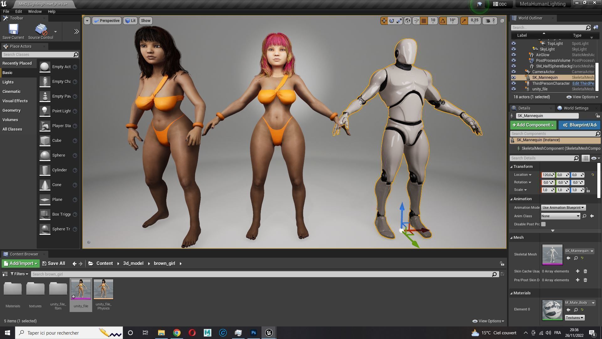 Curvy Brown Girl Naked and clothed Low-poly 3D model_30