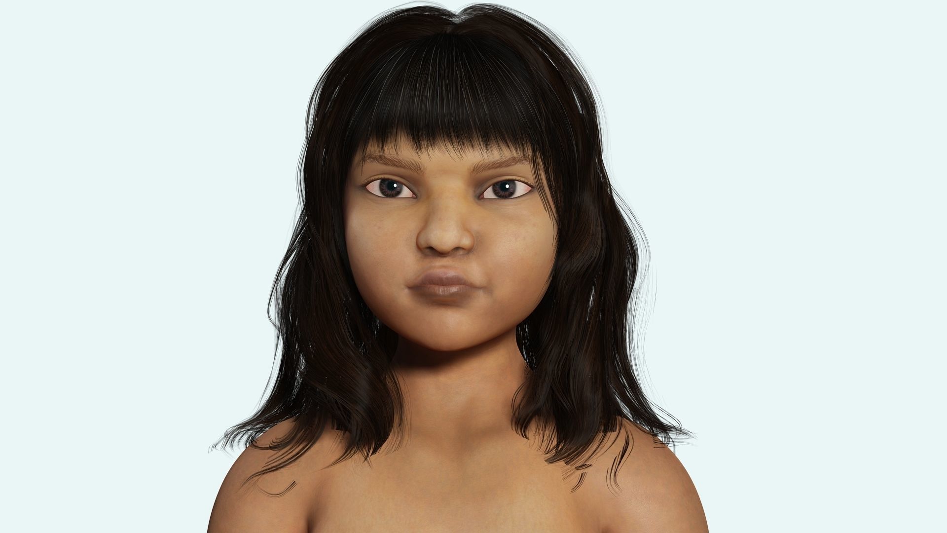 Curvy Brown Girl Naked and clothed Low-poly 3D model_20