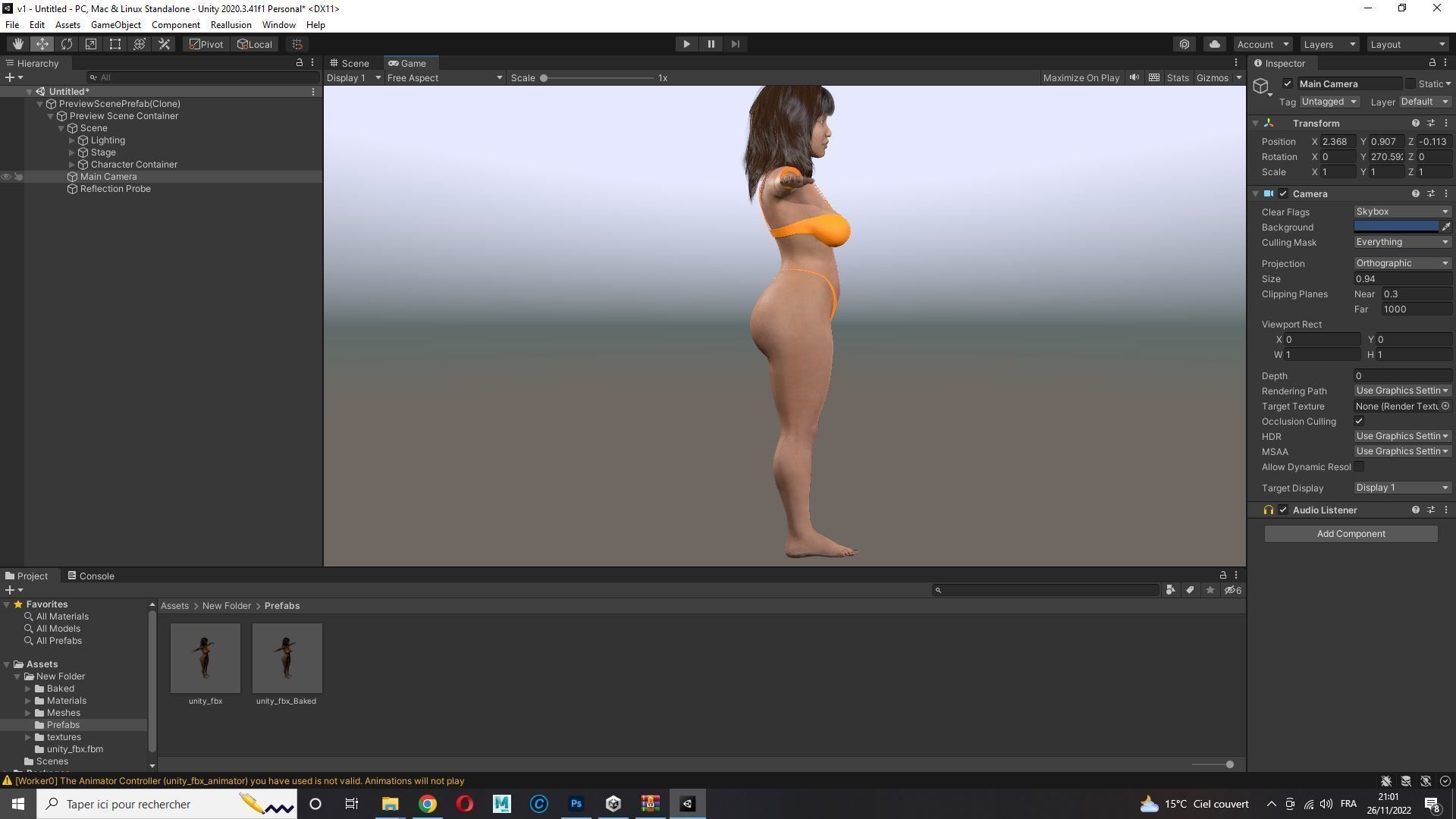 Curvy Brown Girl Naked and clothed Low-poly 3D model_33