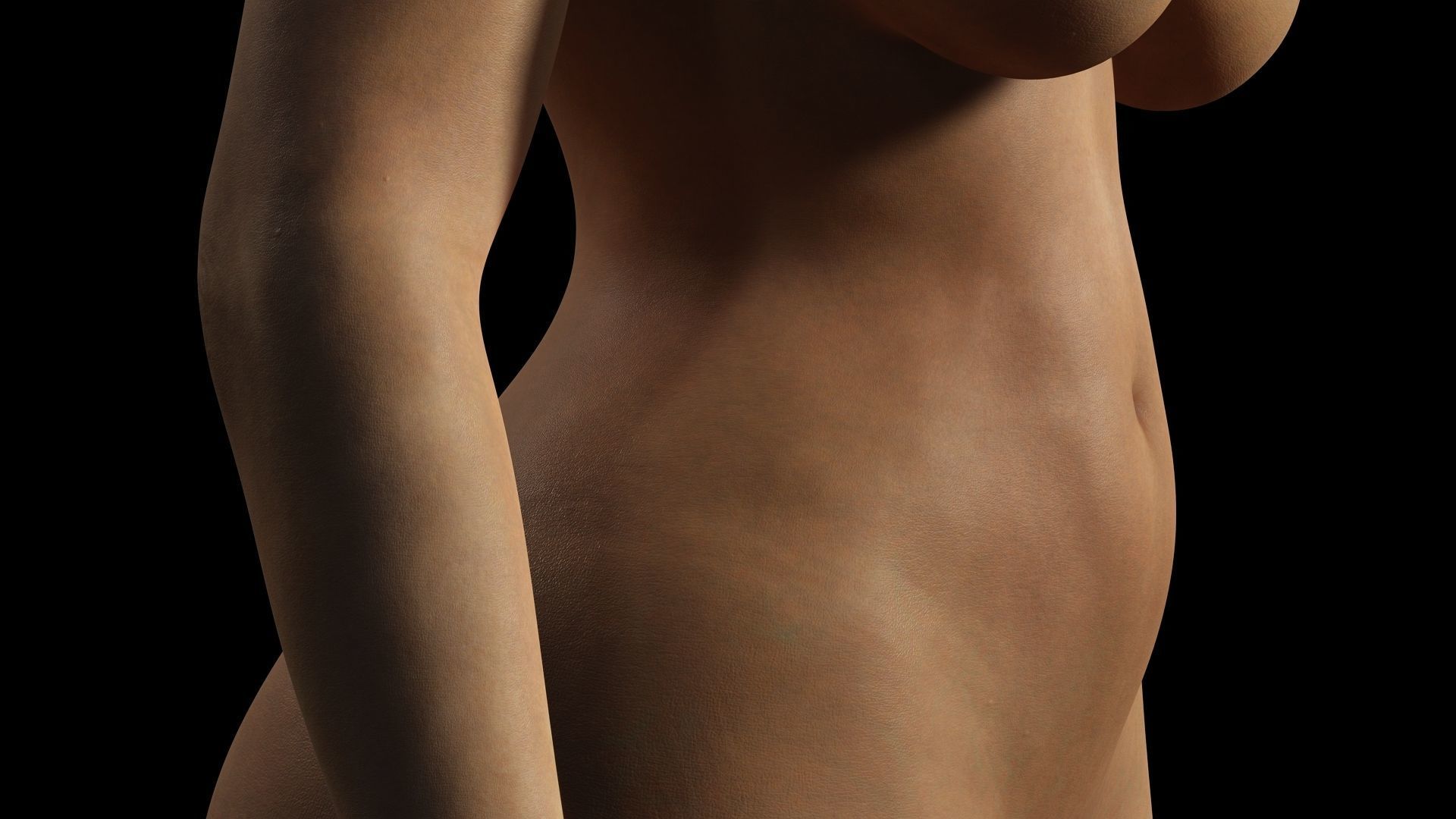 Curvy Brown Girl Naked and clothed Low-poly 3D model_13