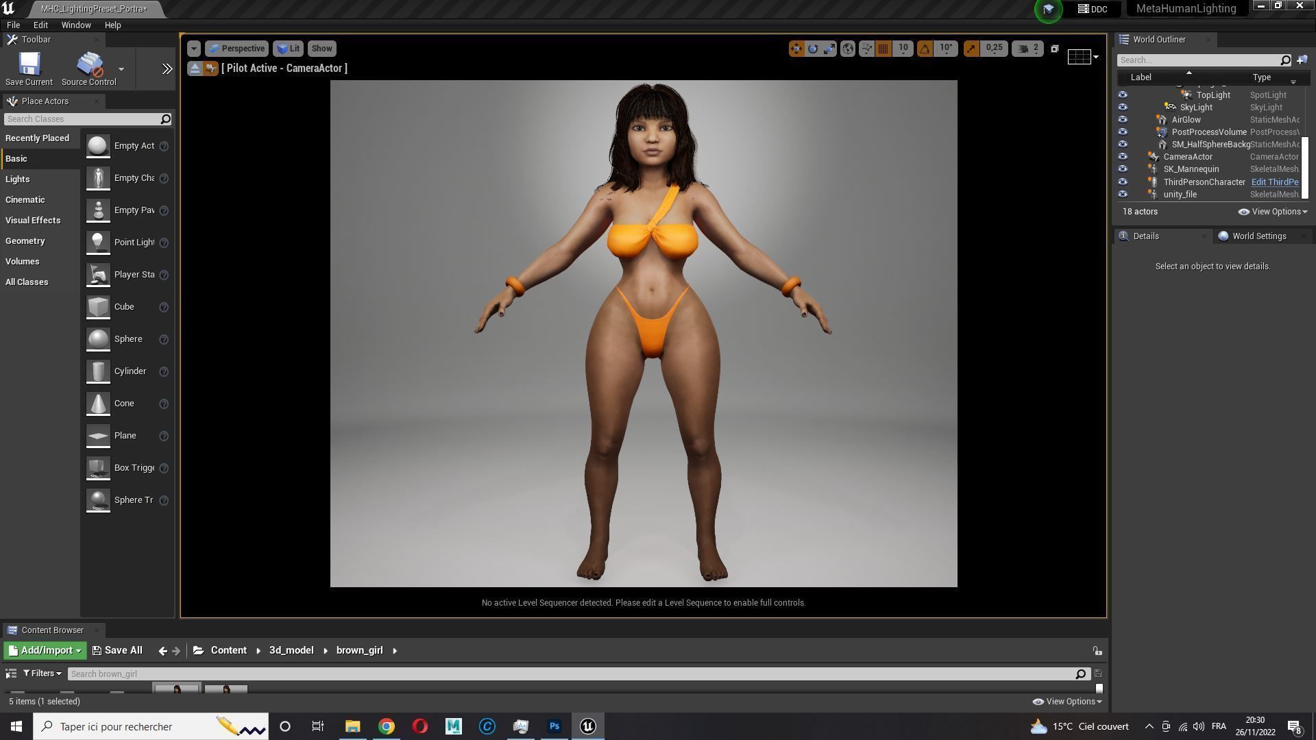 Curvy Brown Girl Naked and clothed Low-poly 3D model_26