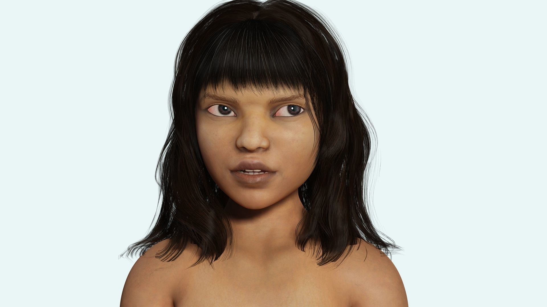 Curvy Brown Girl Naked and clothed Low-poly 3D model_17