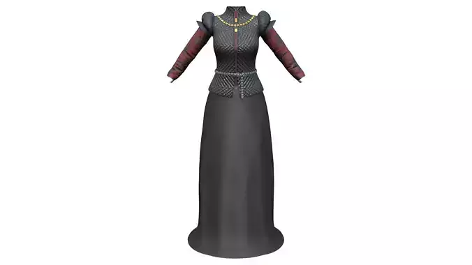 Crimson Red Black Medieval Royal Outfit