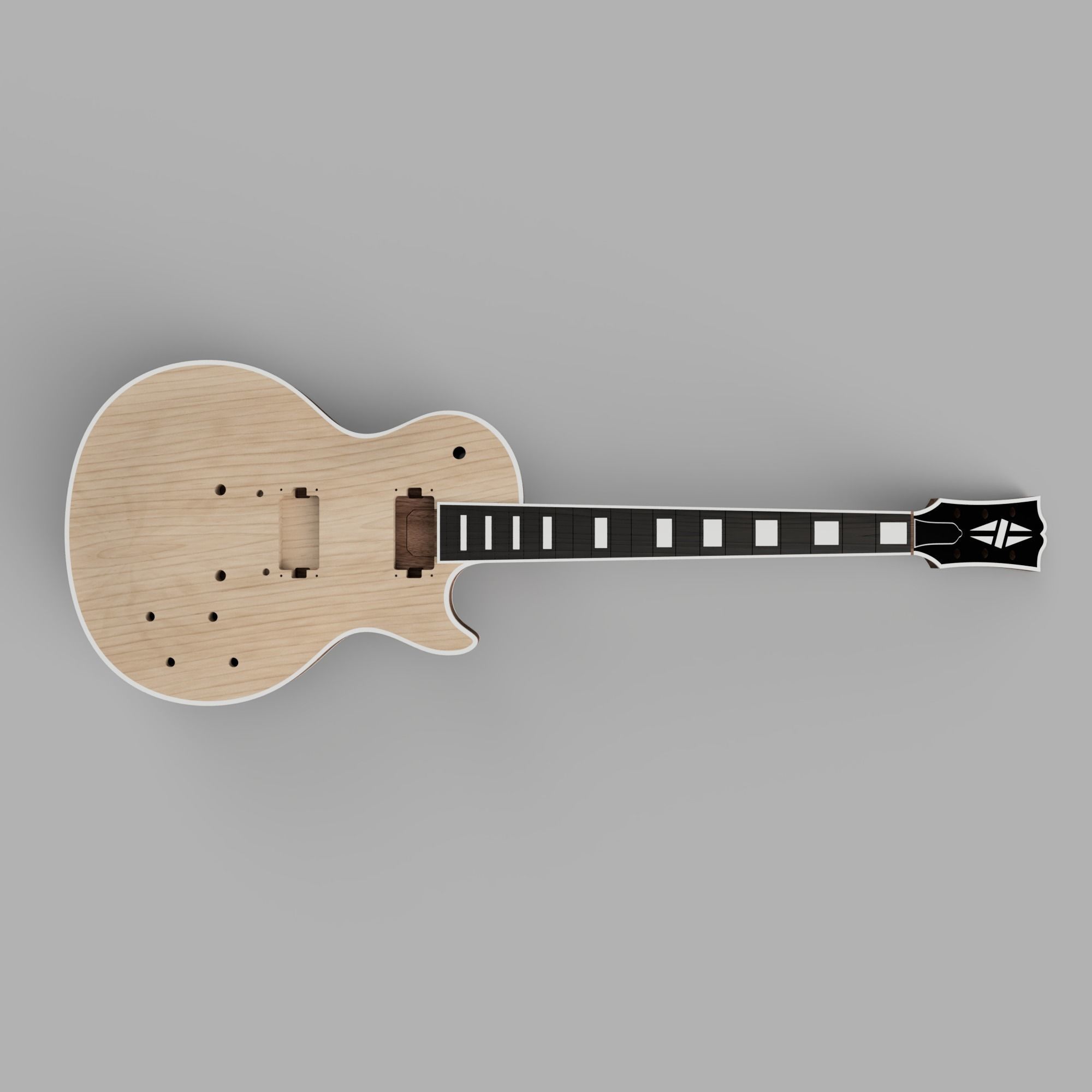 CNC Gibson Les Paul Guitar Body and Neck 3D CAD Model 3D model