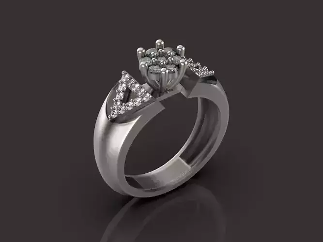 Solitaire Engagement Ring jewelry Gold silver 3D print model