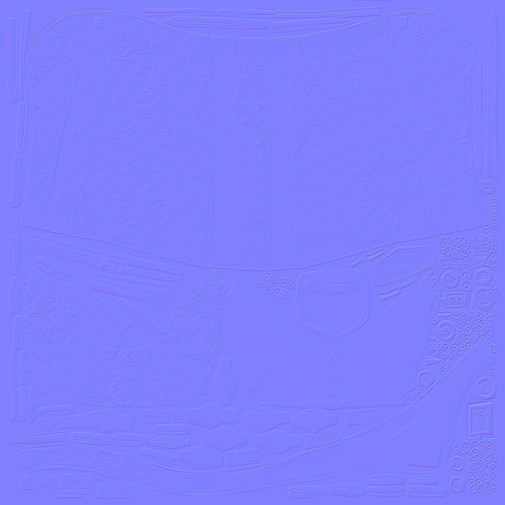 Steampunk Corset With Shrug Low-poly 3D model_10