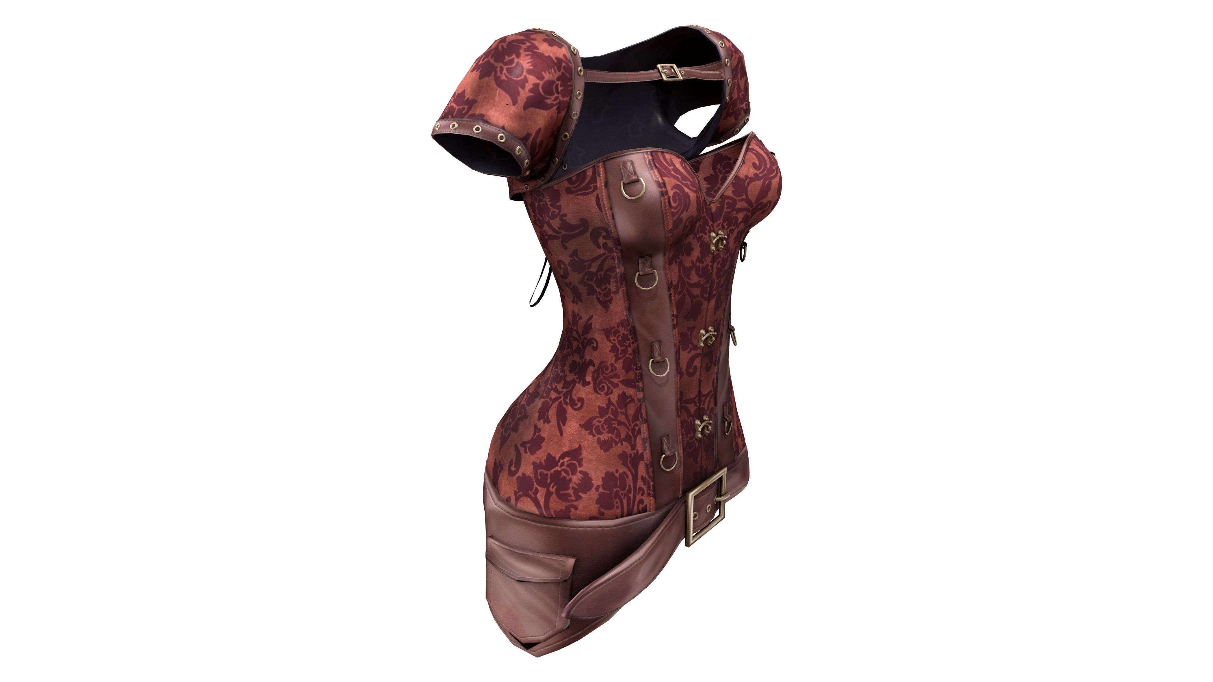 Steampunk Corset With Shrug Low-poly 3D model_2
