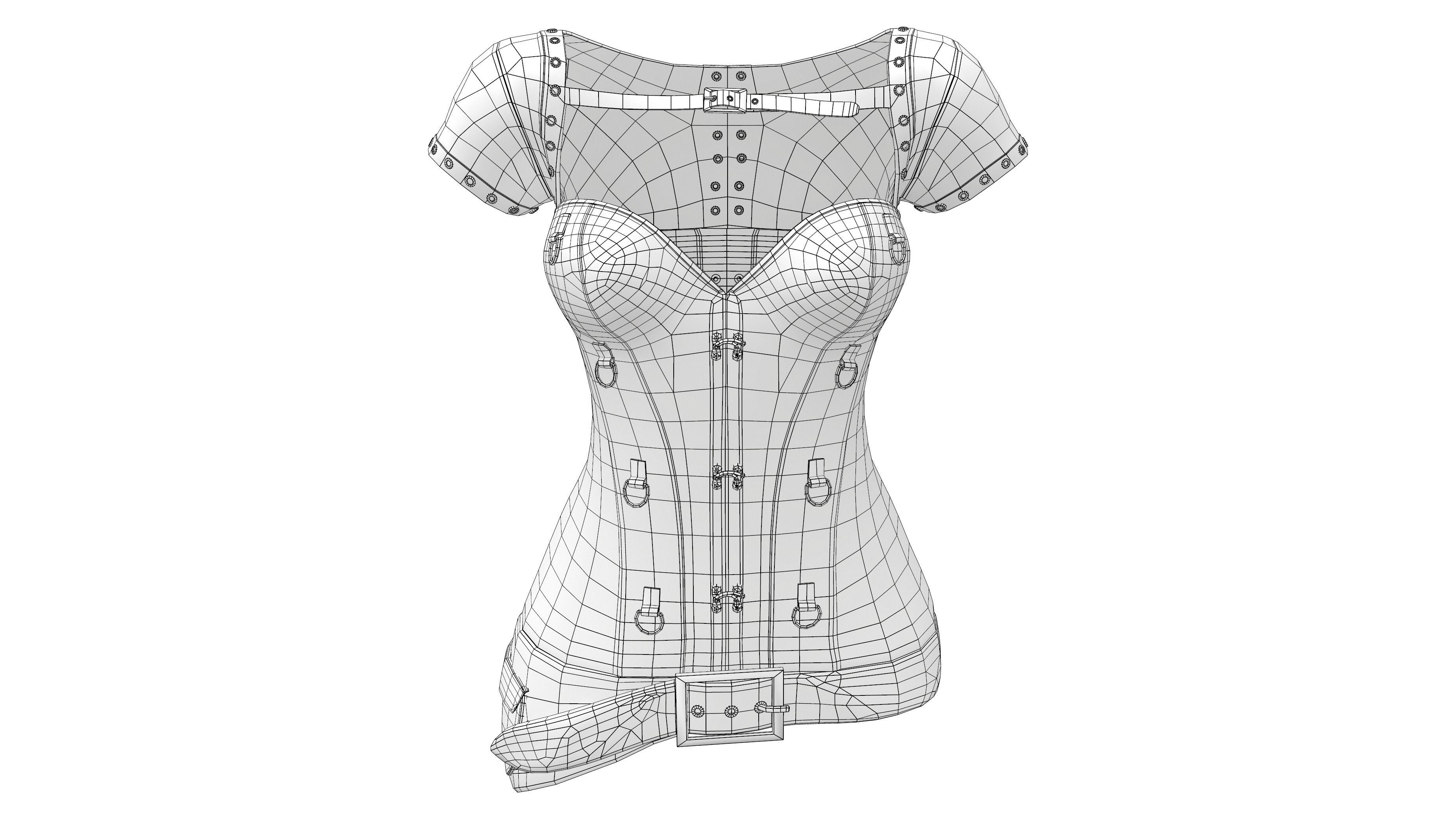 Steampunk Corset With Shrug Low-poly 3D model_6