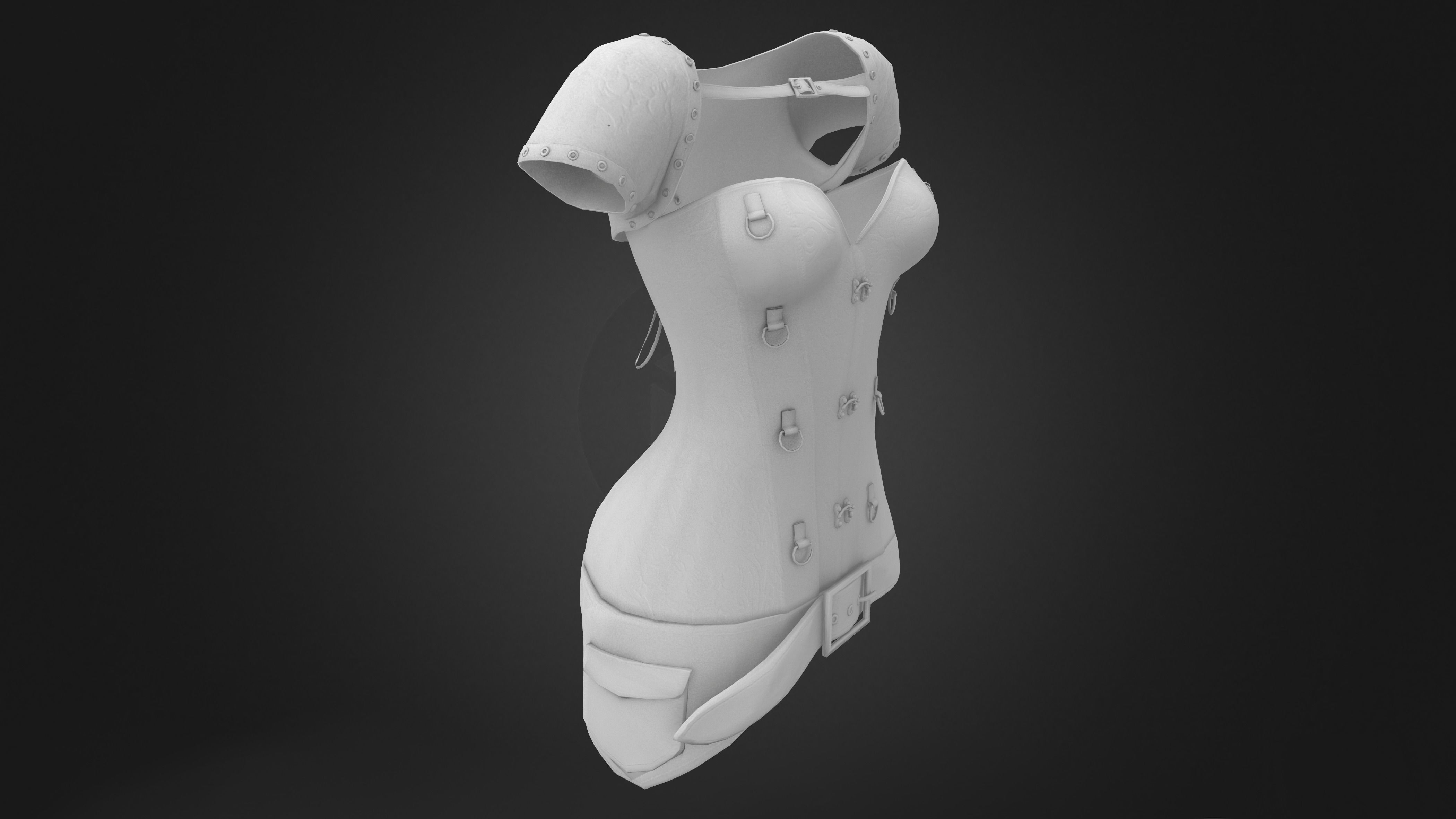 Steampunk Corset With Shrug Low-poly 3D model_8