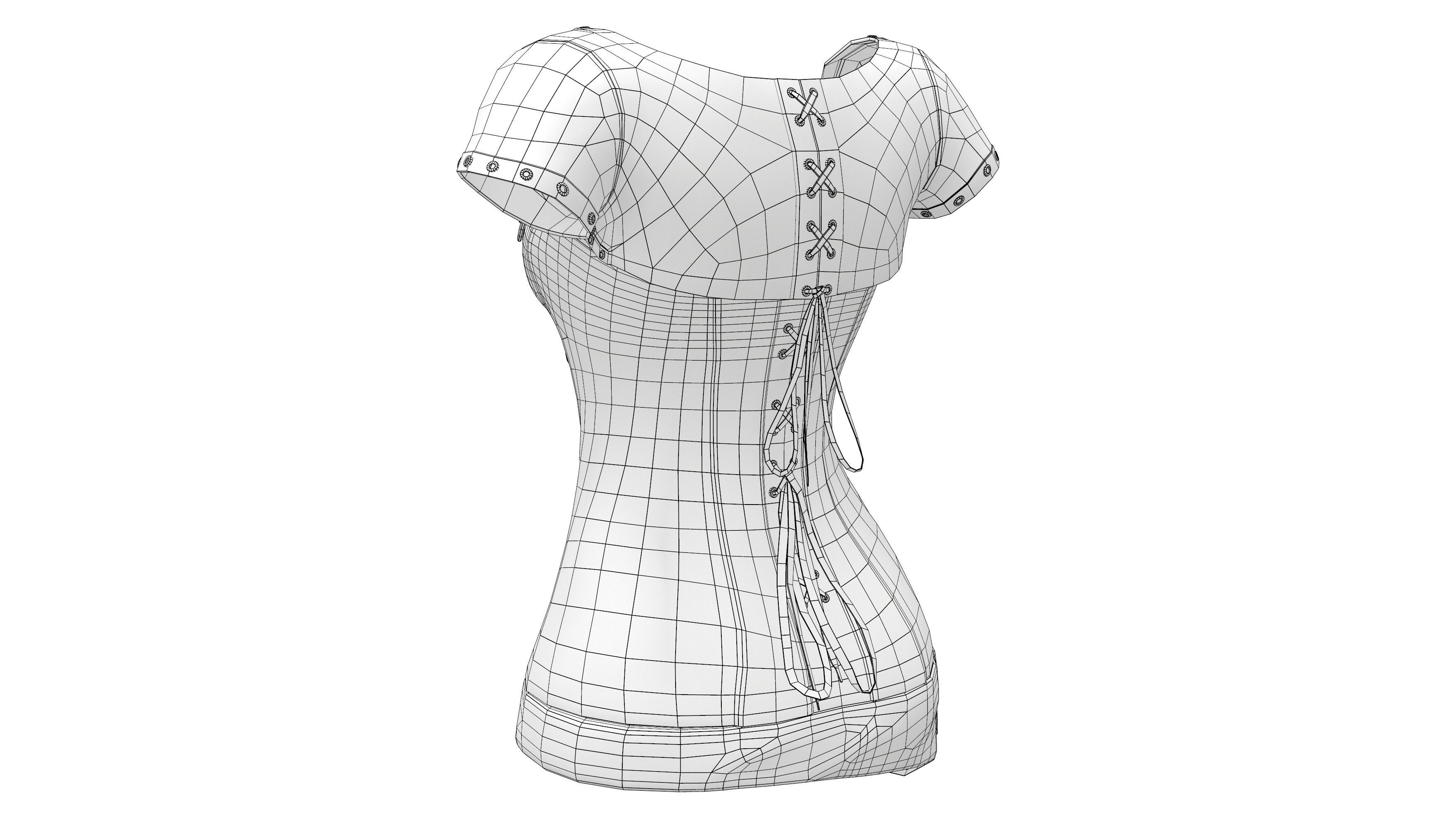 Steampunk Corset With Shrug Low-poly 3D model_7
