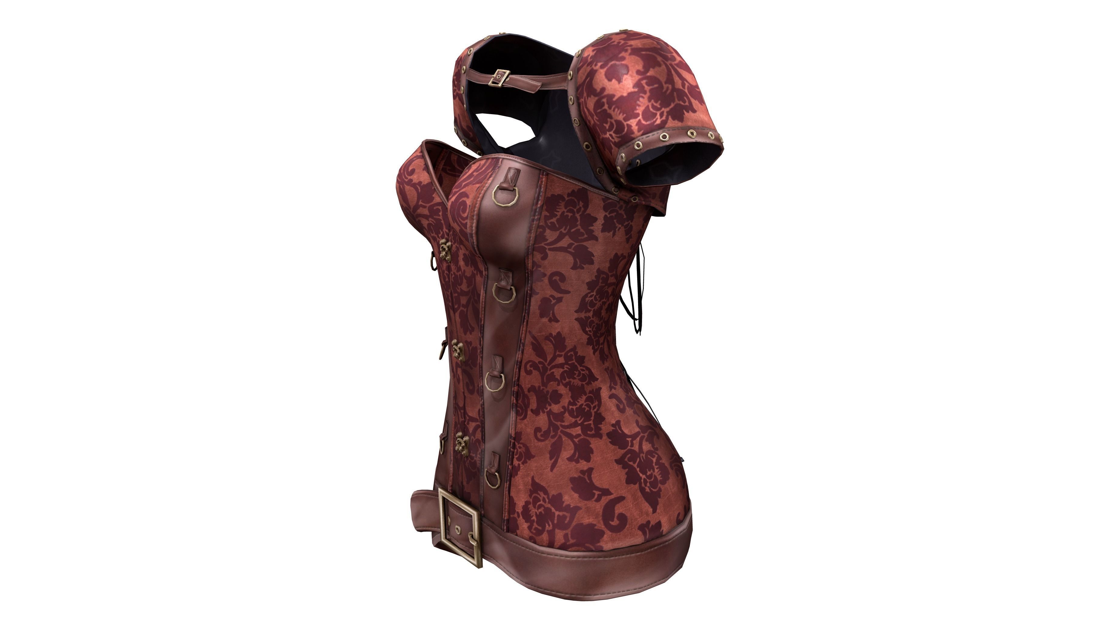 Steampunk Corset With Shrug Low-poly 3D model_3