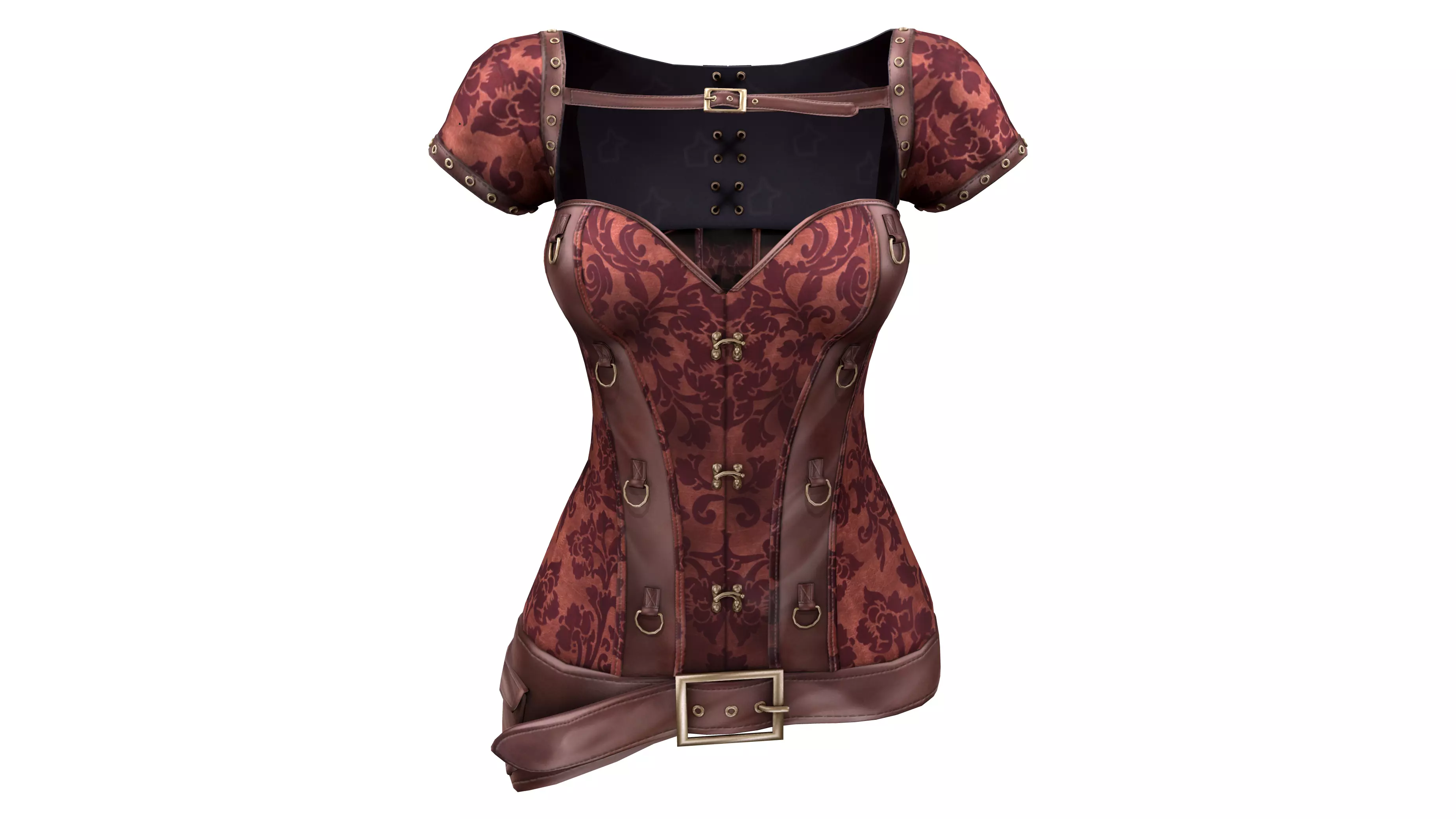 Steampunk Corset With Shrug Low-poly 3D model_0