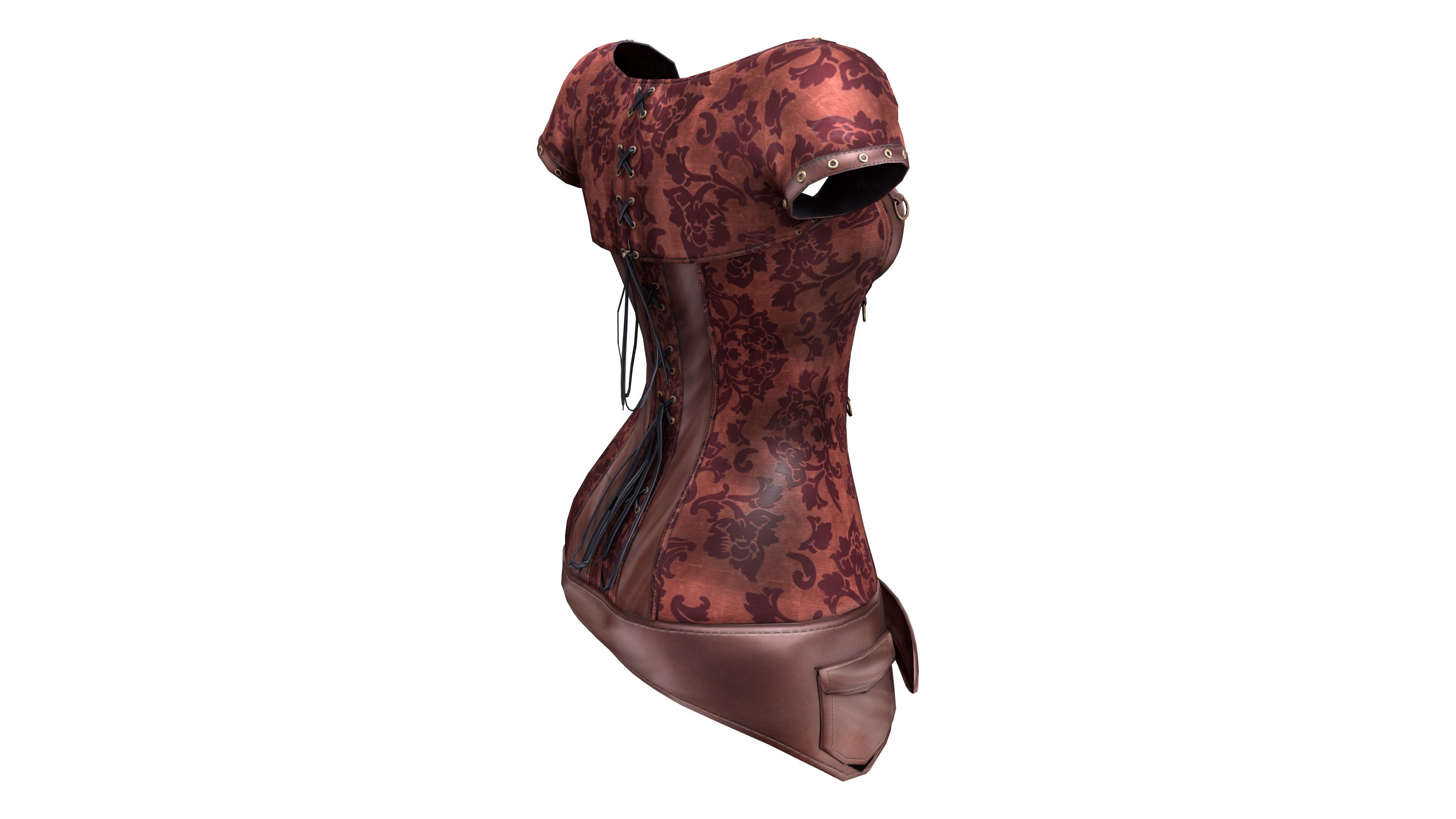 Steampunk Corset With Shrug Low-poly 3D model_5