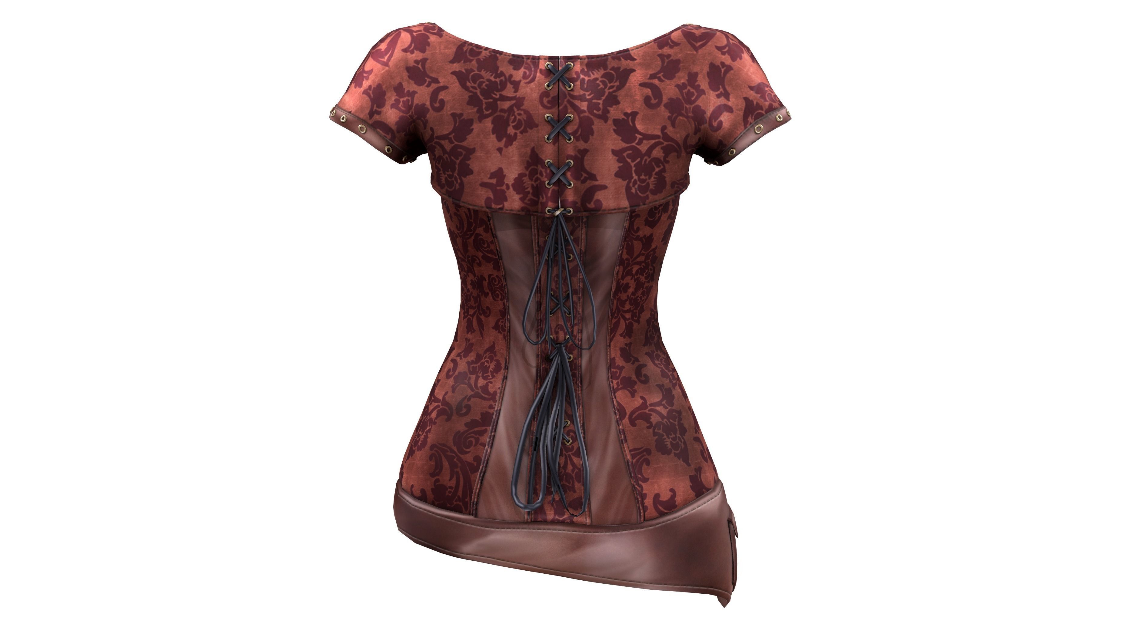 Steampunk Corset With Shrug Low-poly 3D model_4