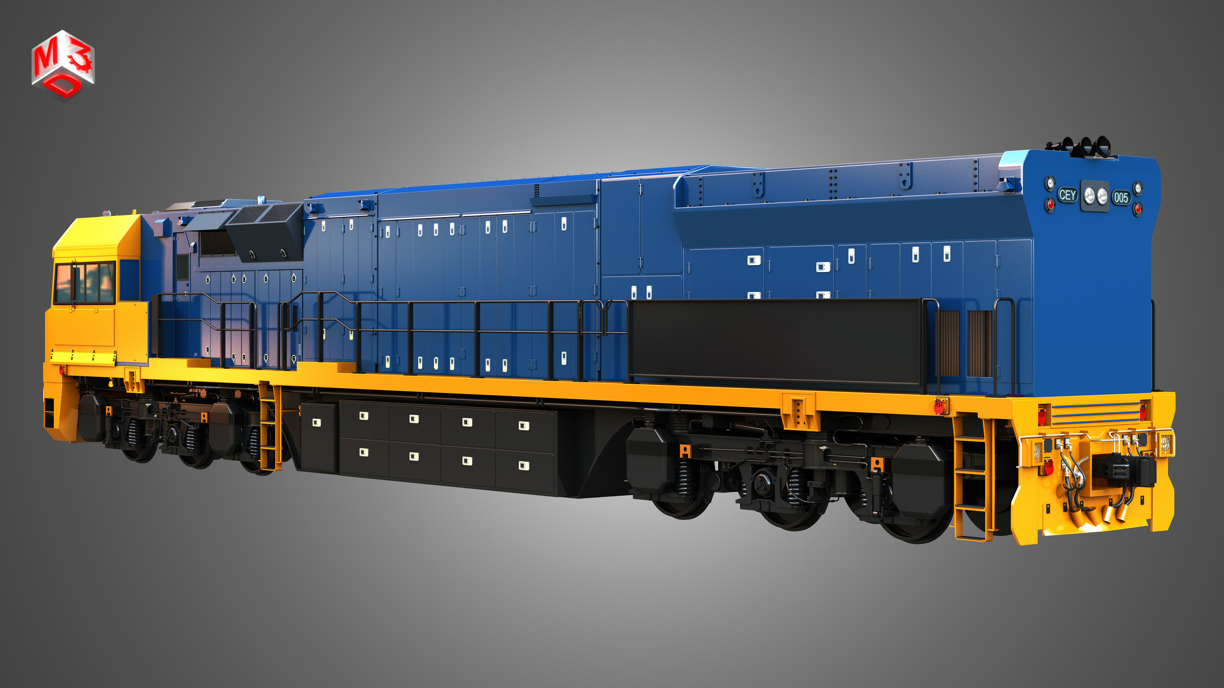 C44aci - Heavy Duty Diesel Electric Locomotive 3D model_5
