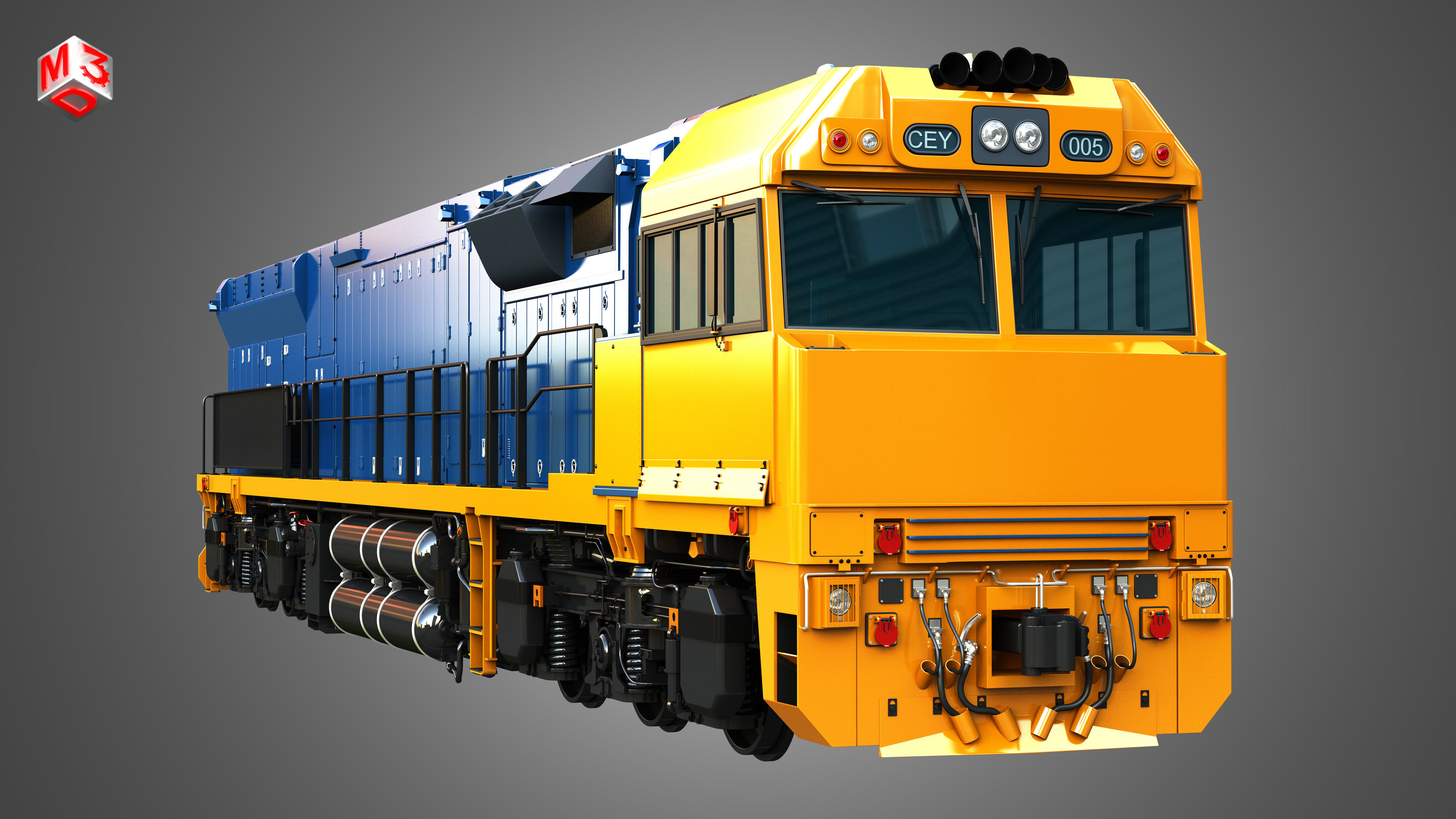 C44aci - Heavy Duty Diesel Electric Locomotive 3D model_14