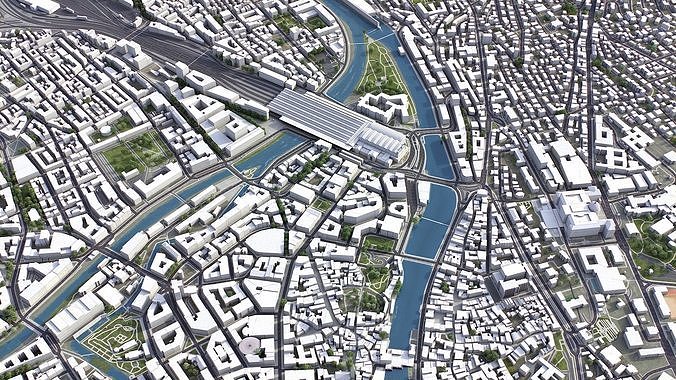 Zurich Low-poly 3D model 6