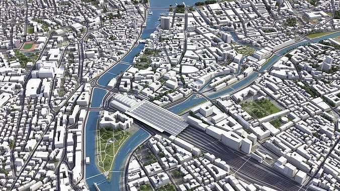 Zurich Low-poly 3D model 7