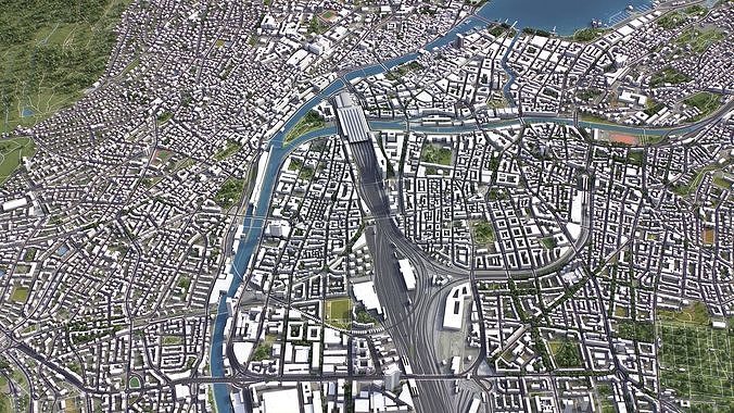 Zurich Low-poly 3D model 3